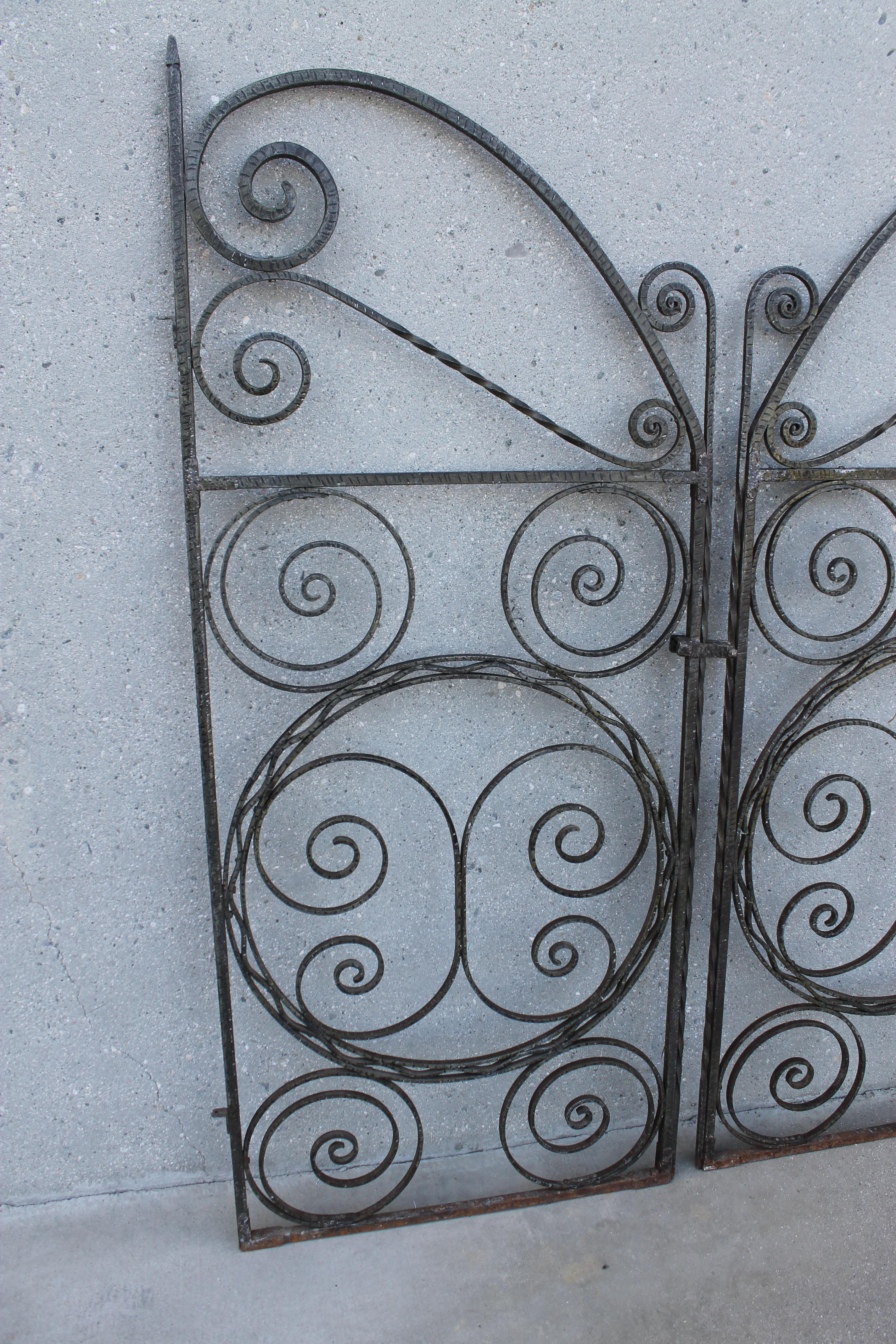 Art Deco Forged Iron Gates In Good Condition In Palm Springs, CA