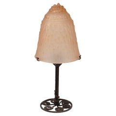 Lampe Art Déco en fer forgé avec abat-jour de Müller Freres