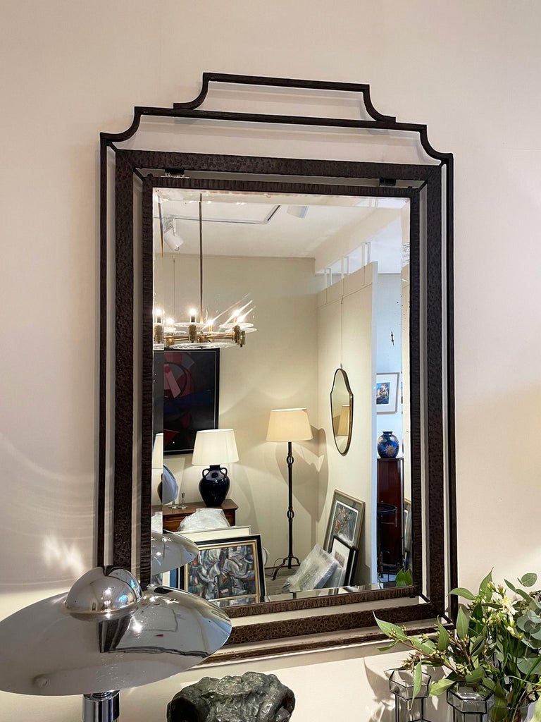 Art Deco Forged Iron Mirror For Sale at 1stDibs