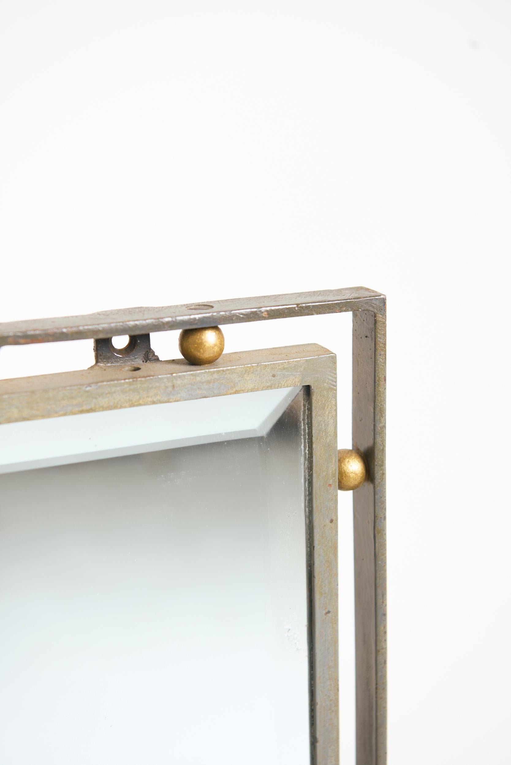 French Art Deco Forged Iron Mirror For Sale