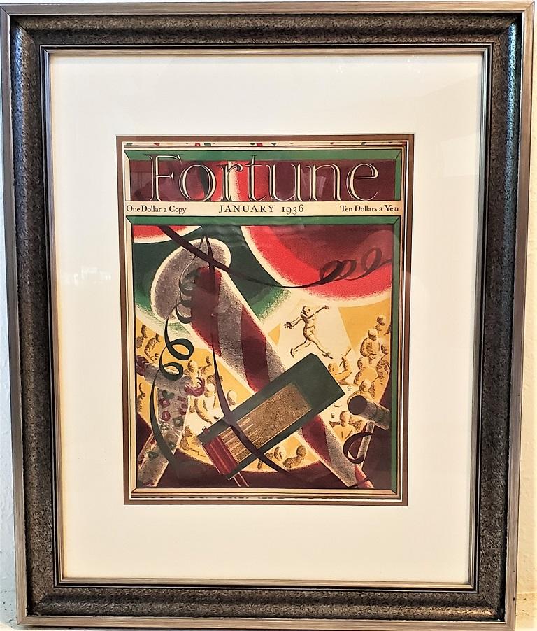 Presenting a fabulous original Art Deco Fortune Cover January 1936.

The cover of Fortune Magazine for January 1936, framed and matted.

This is an original cover, not a re-print or copy. It is the cover of an actual 1936 Fortune Magazine and we