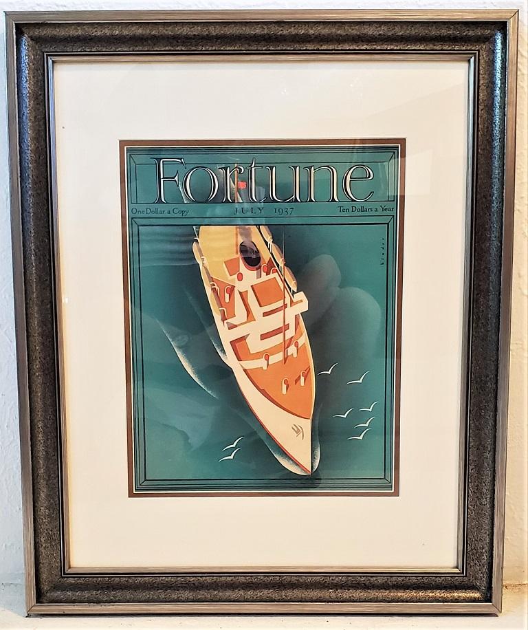 Presenting a fabulous original Art Deco fortune cover, July 1937.

The cover of Fortune Magazine for July 1937, framed and matted.

This is an original cover, not a re-print or copy. It is the cover of an actual 1937 Fortune Magazine and we can