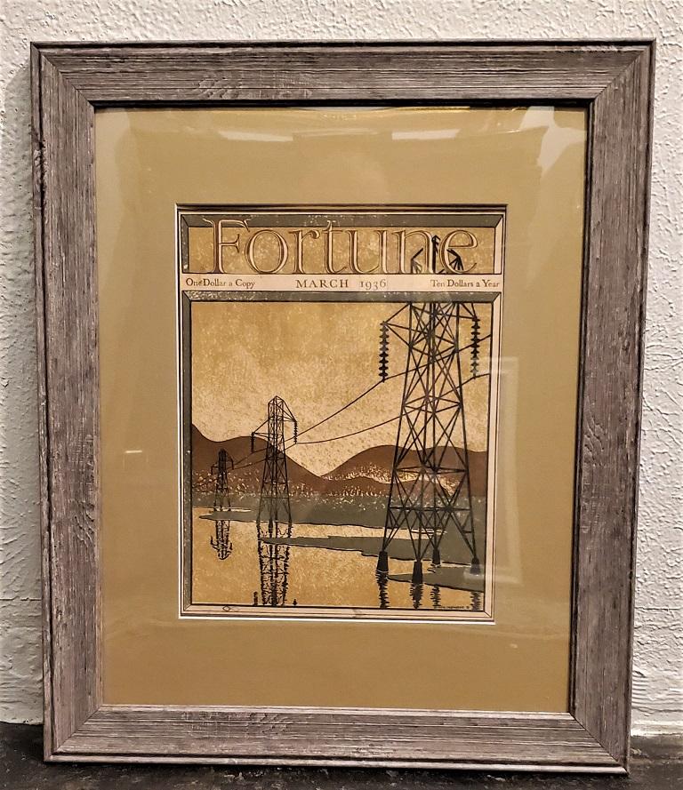 Presenting a fabulous original Art Deco Fortune Magazine Cover, March 1936.

The cover of Fortune Magazine for March 1936, framed and matted.

This is an original cover, not a re-print or copy. It is the cover of an actual 1936 Fortune Magazine