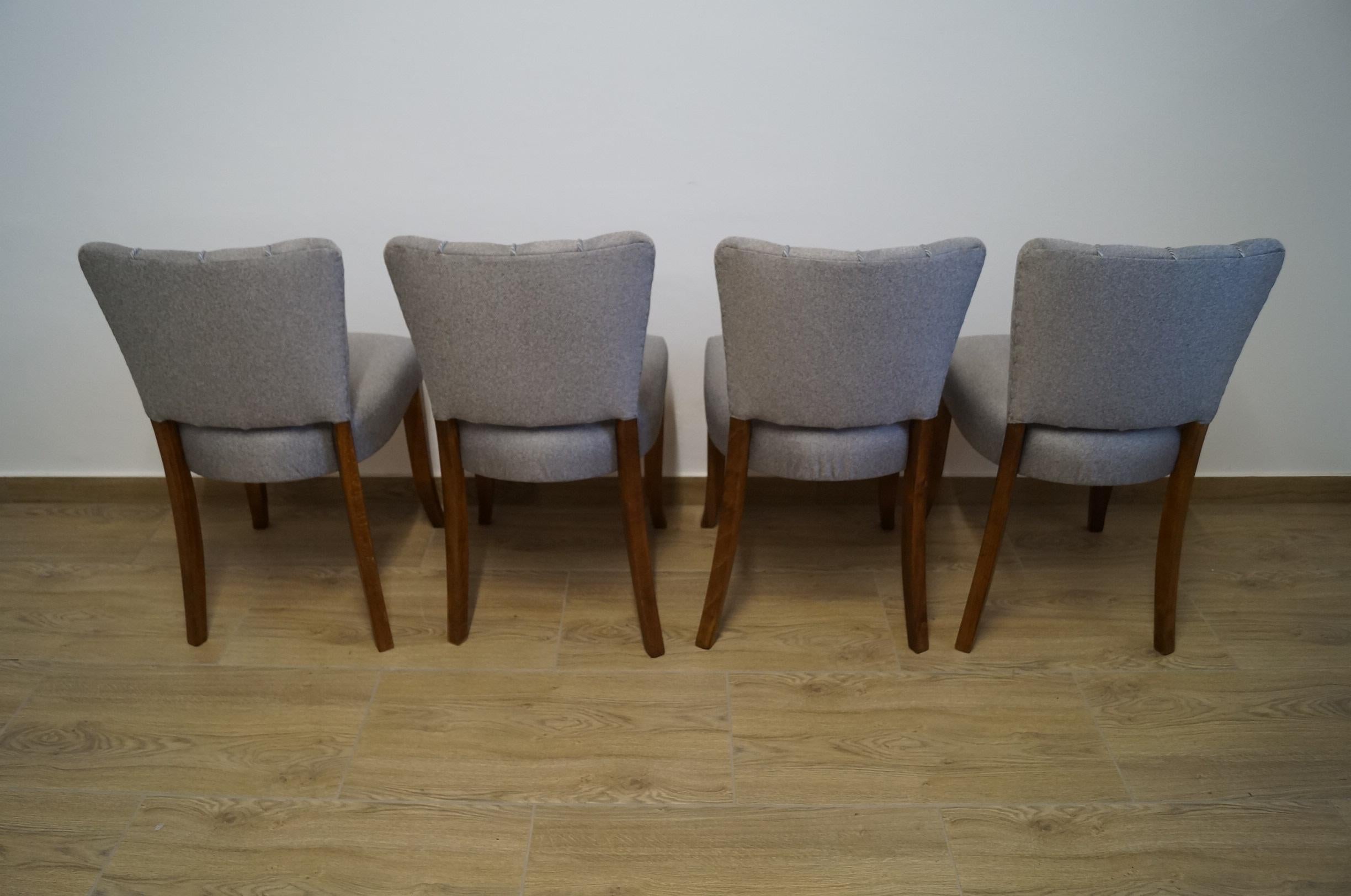 Art Deco Four Chairs J. Halabala . For Sale 3