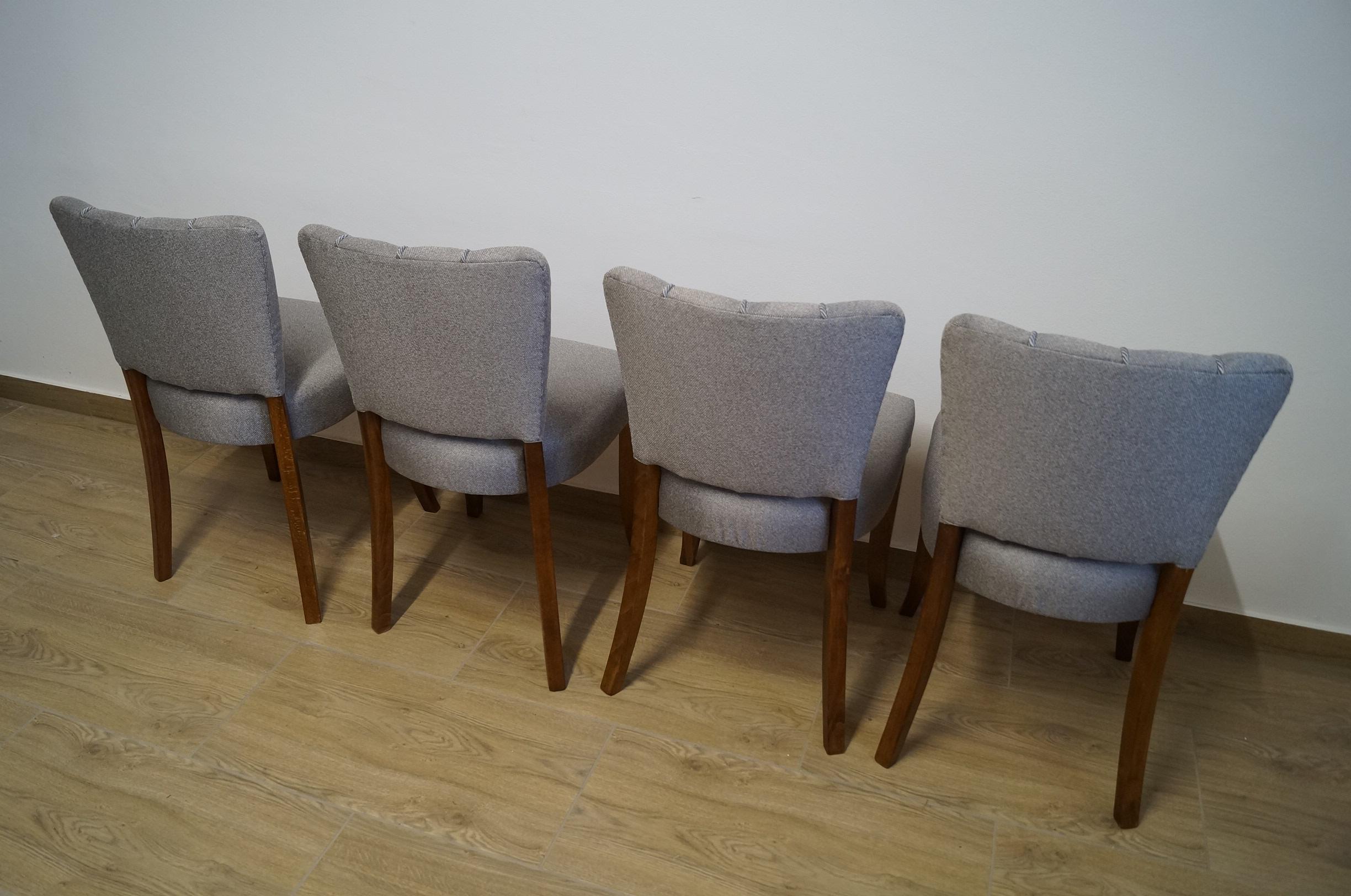 Art Deco Four Chairs J. Halabala . For Sale 4
