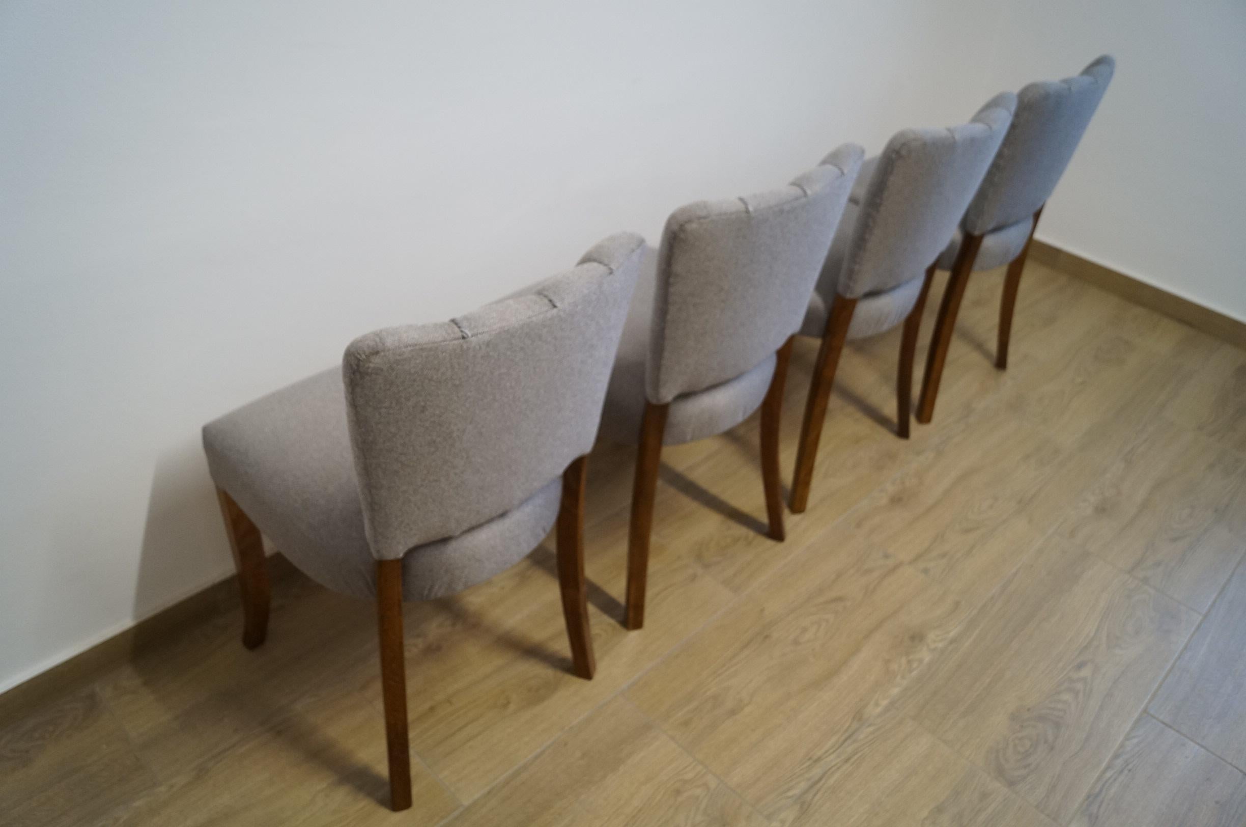 Art Deco Four Chairs J. Halabala . For Sale 5