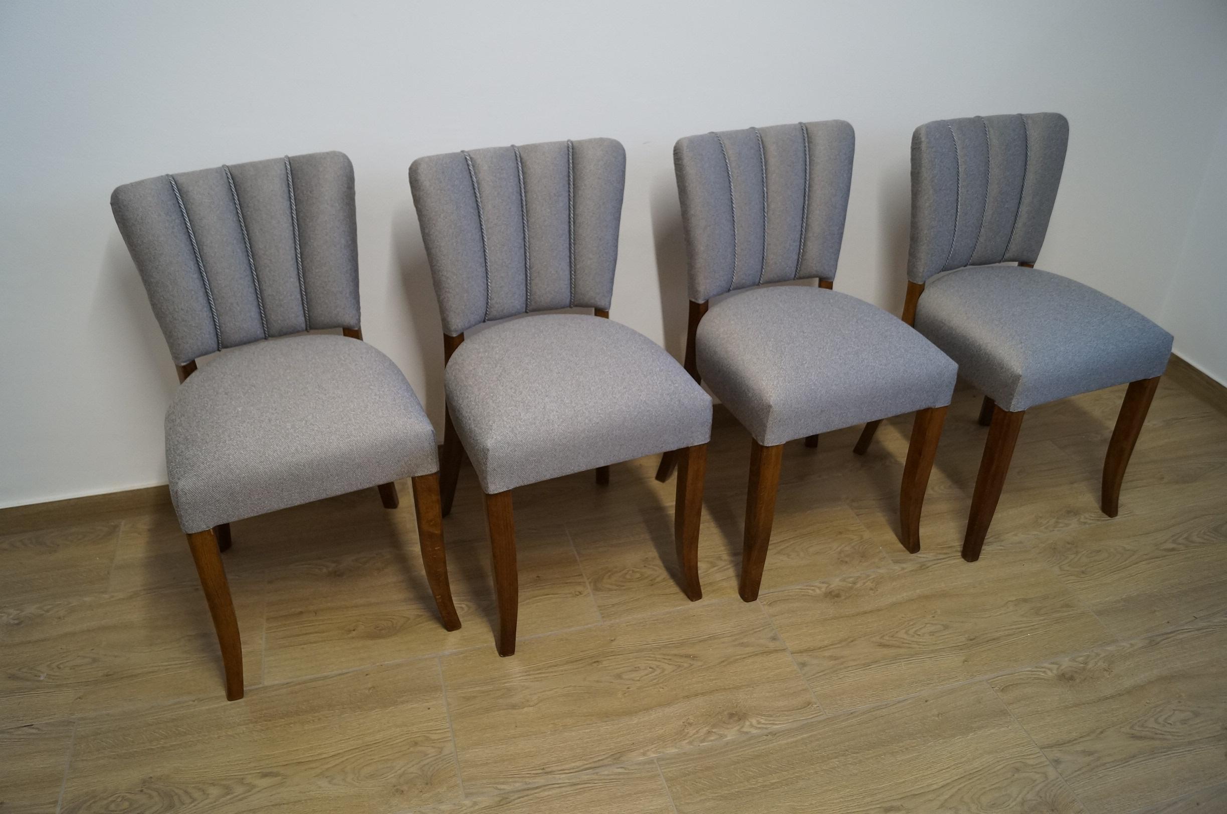 Art Deco Four Chairs J. Halabala . For Sale 8