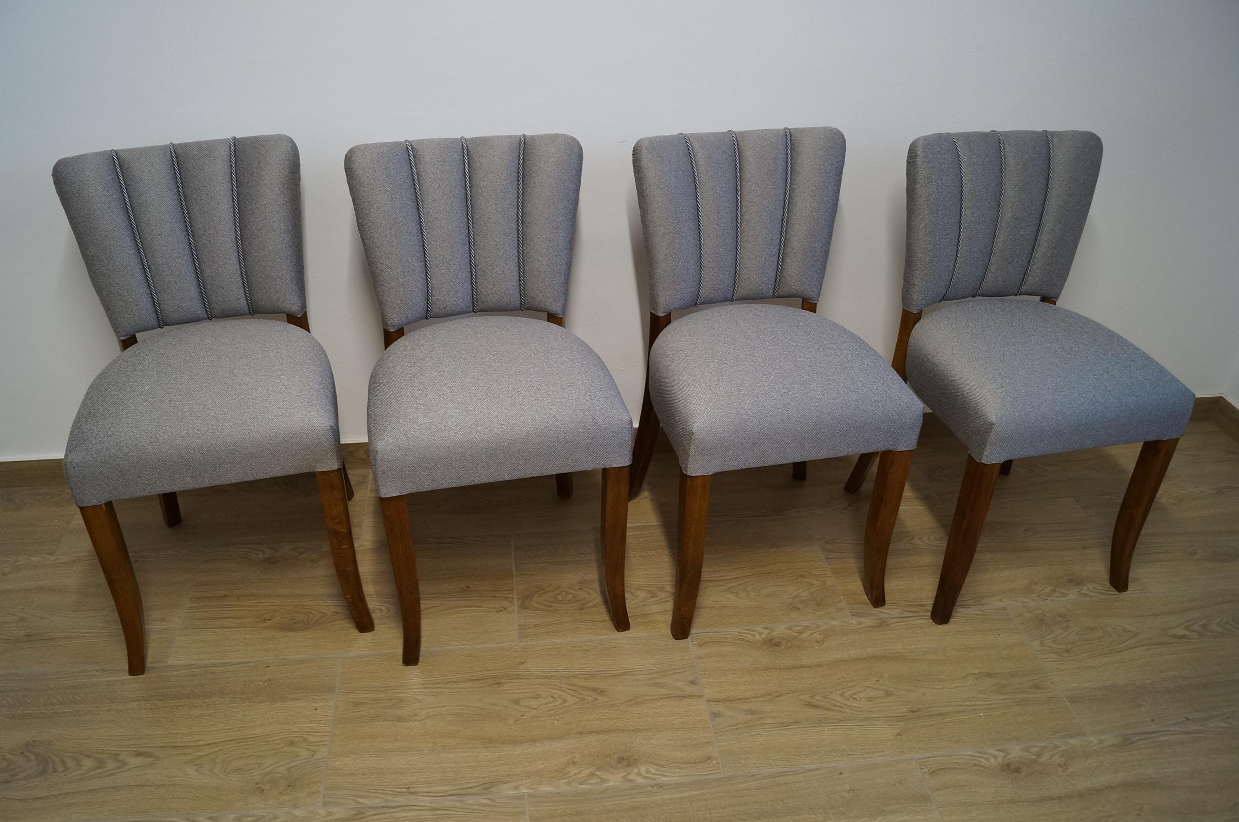 Art Deco Four Chairs J. Halabala . For Sale 9