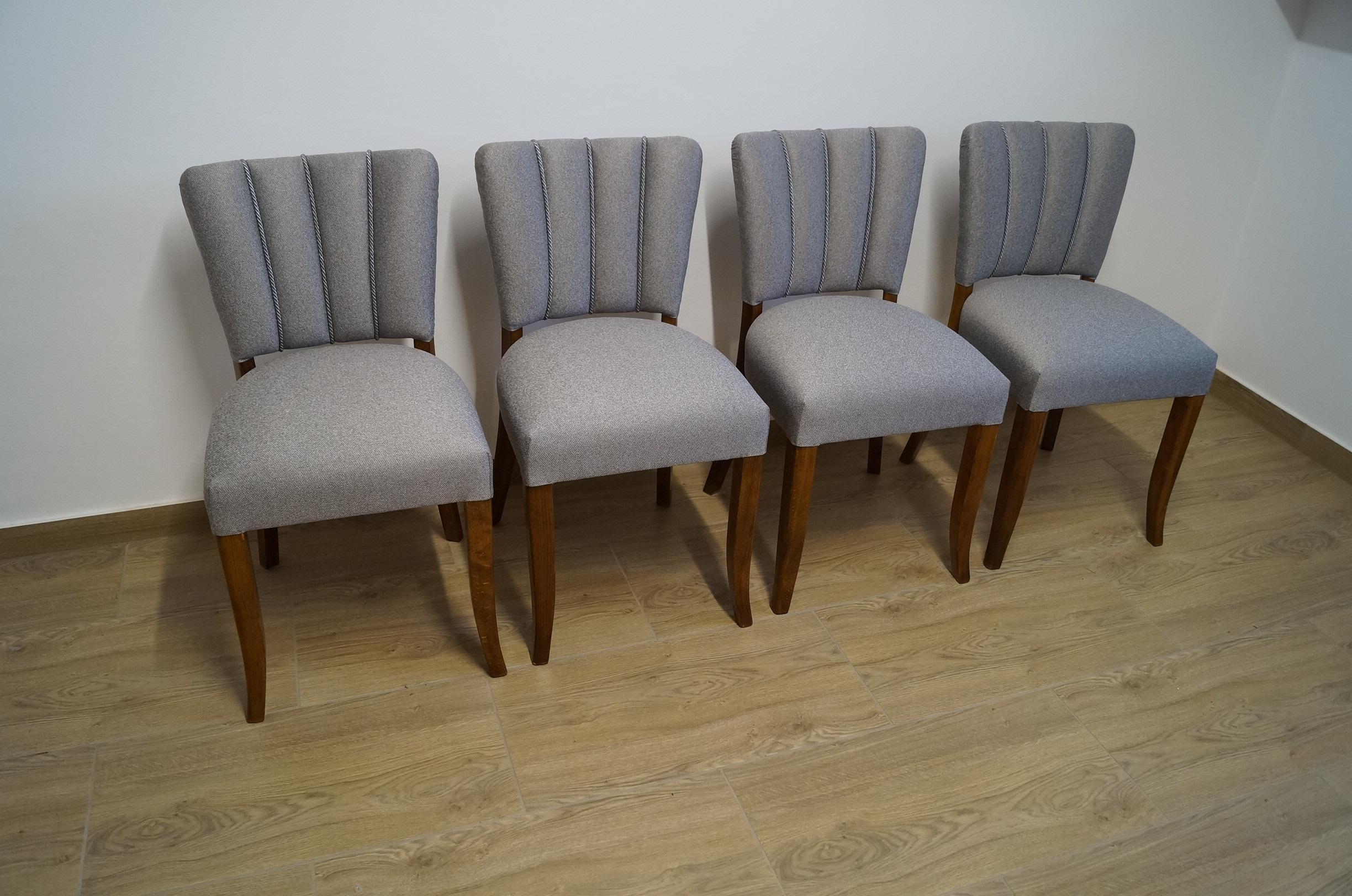 Art Deco four chairs by J. Halabala from 1940 we present the chairs by J. Halabala from 1950s (a Czech designer ranked among the most outstanding creators of the modern period. The peak of his career fell on the 1930s and 1940s when he worked for a