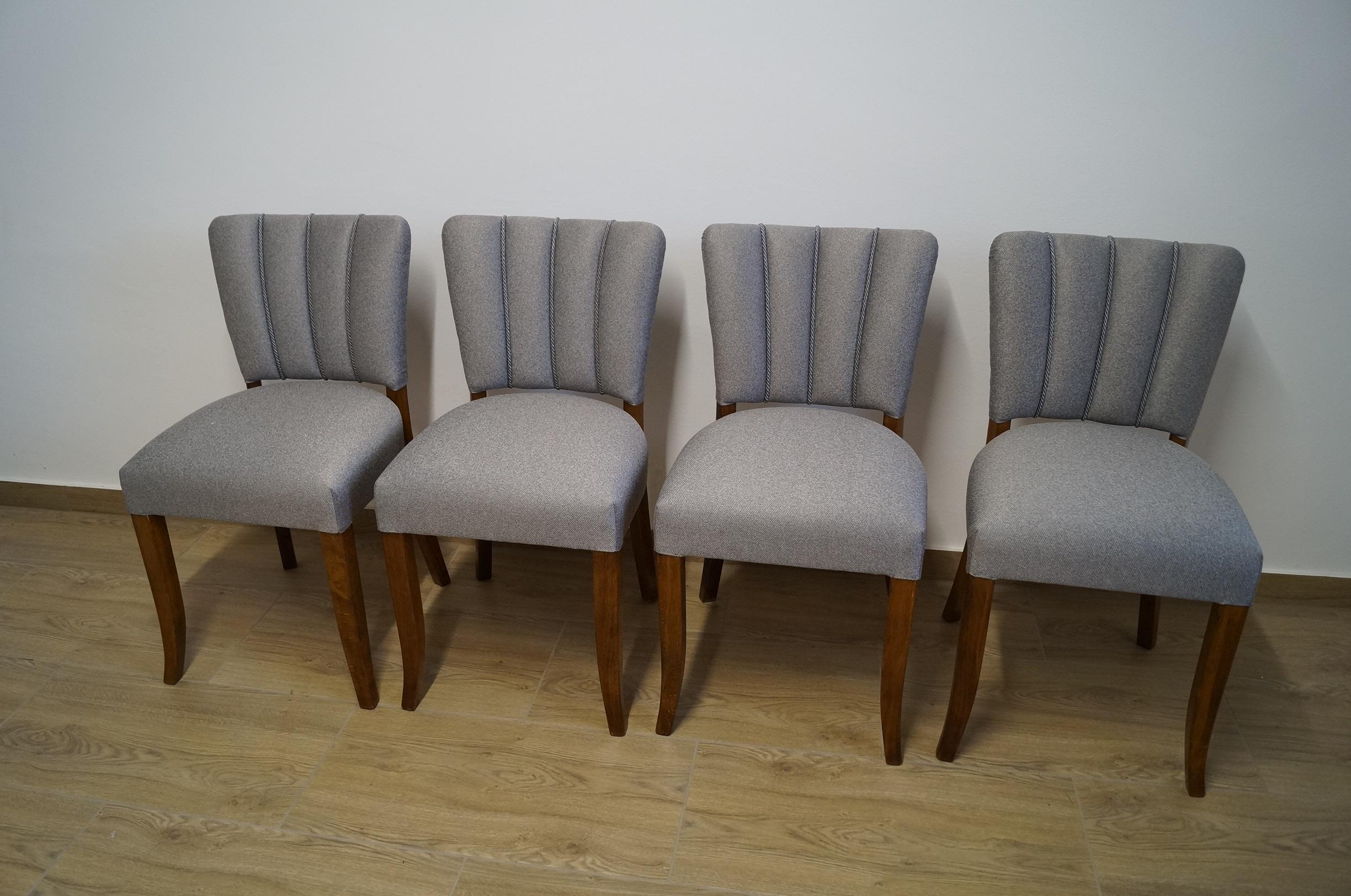 Art déco-Stühle, vier Stühle, J. Halabala . im Zustand „Gut“ im Angebot in Kraków, Małopolska