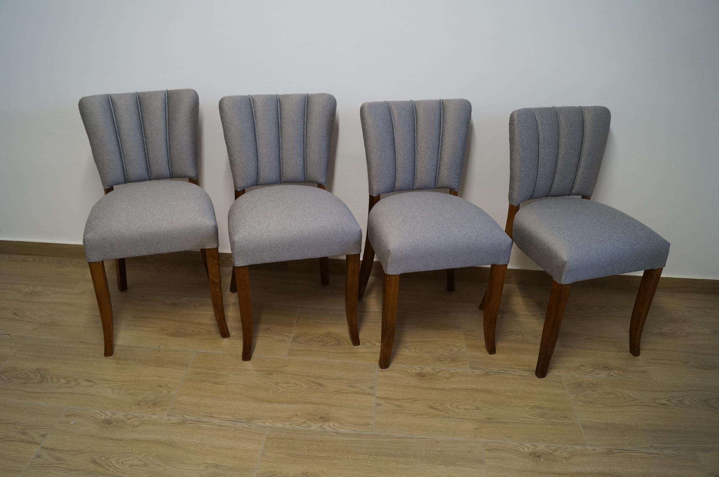 Art Deco Four Chairs J. Halabala . For Sale 1