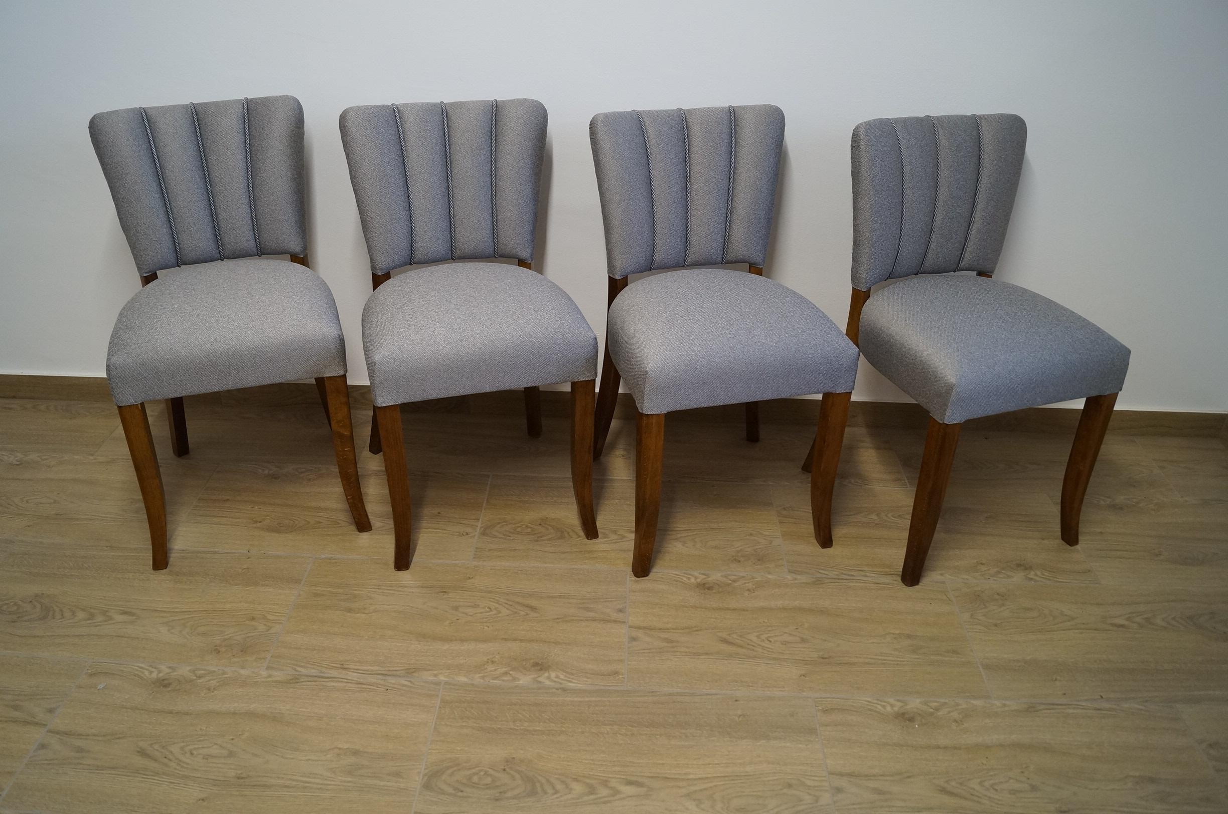 Art Deco Four Chairs J. Halabala . For Sale 2