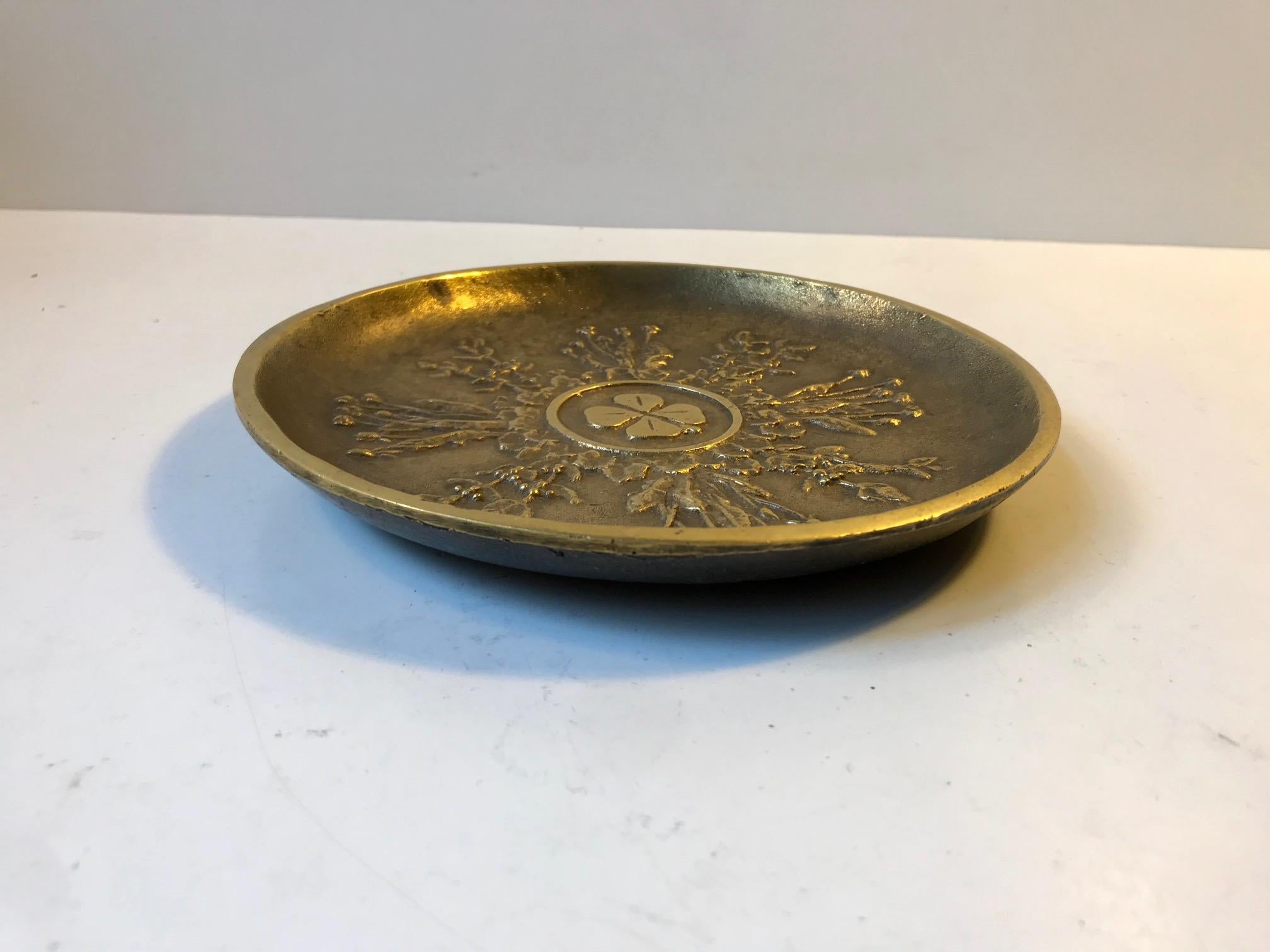 Danish Art Deco Four Clover Bronze Dish, 1930s For Sale