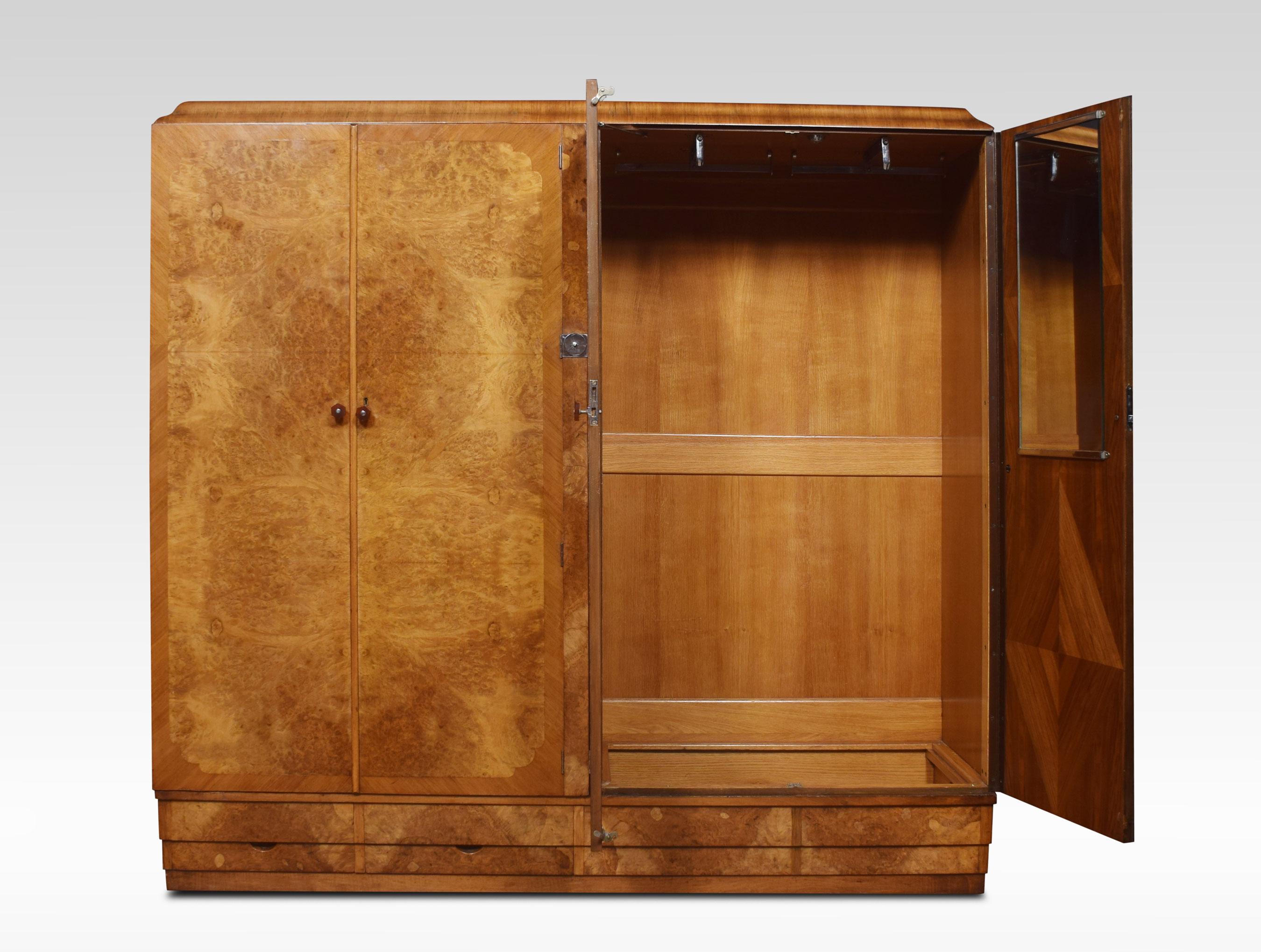 British Art Deco Four Door Wardrobe