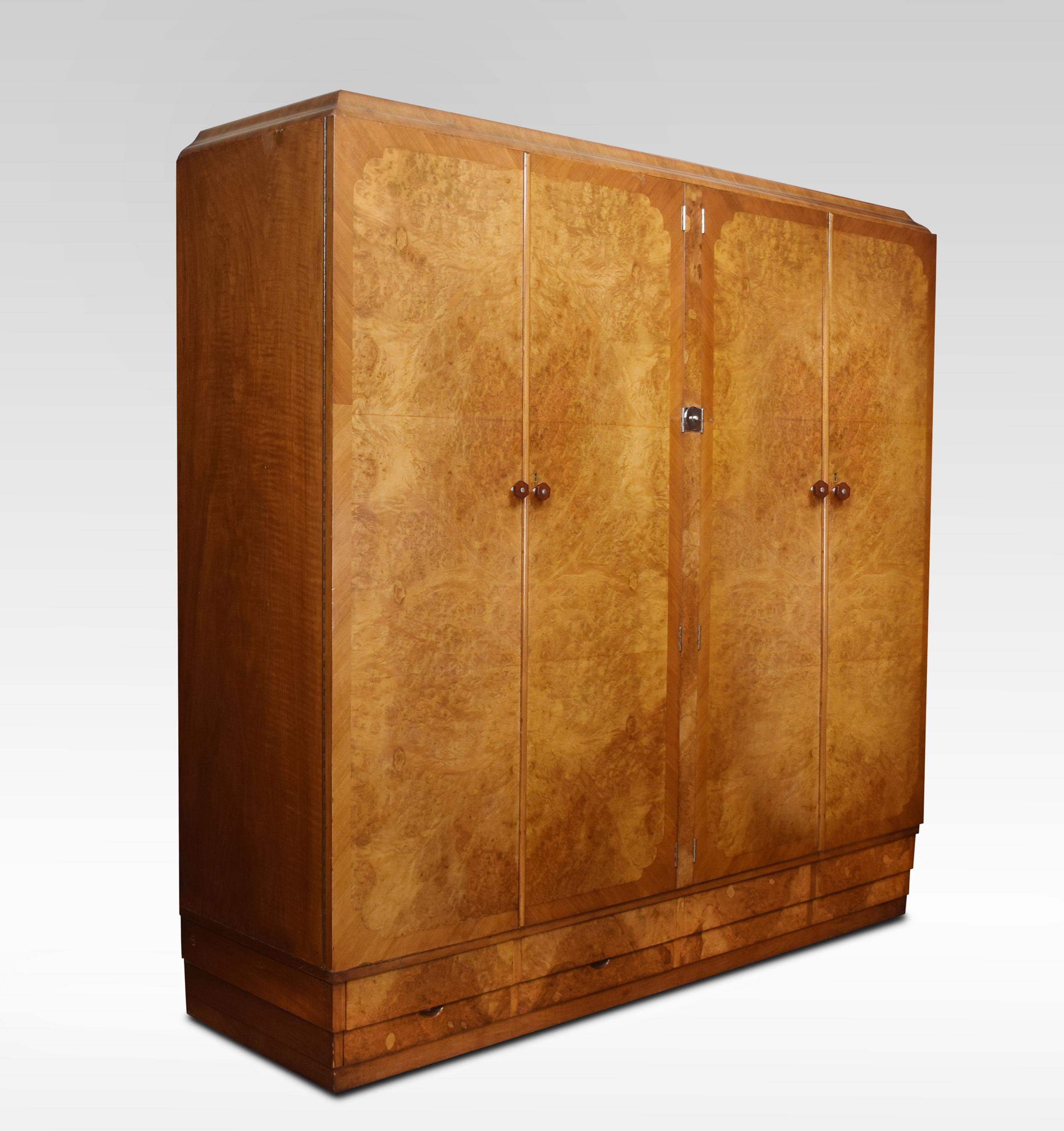 20th Century Art Deco Four Door Wardrobe