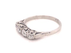 Art Deco Four Old Mine Cut Diamond Platinum Ring