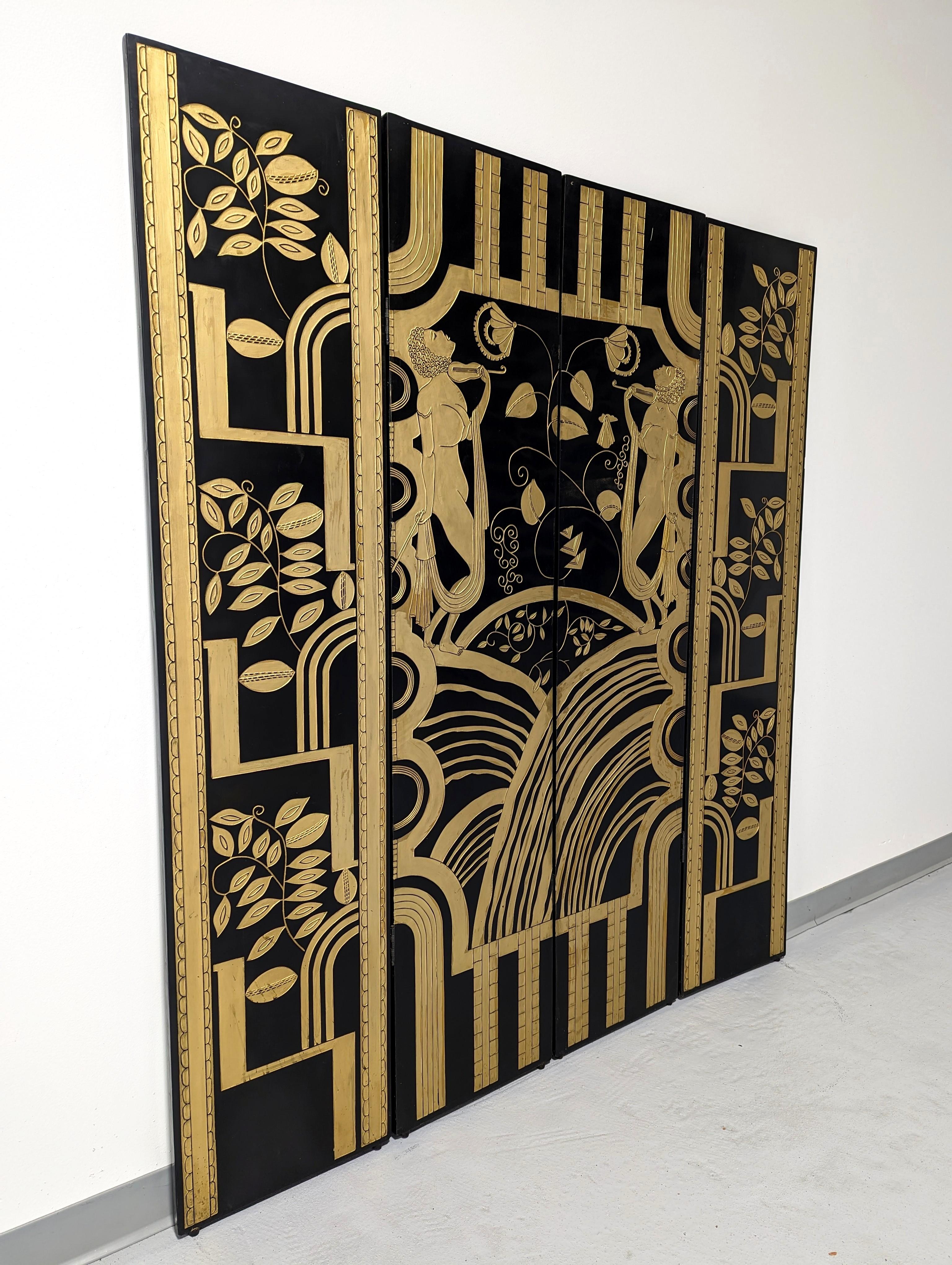 Altro Paravento a quattro pannelli Foldes in stile Art Déco, opera di Paul Feher in vendita