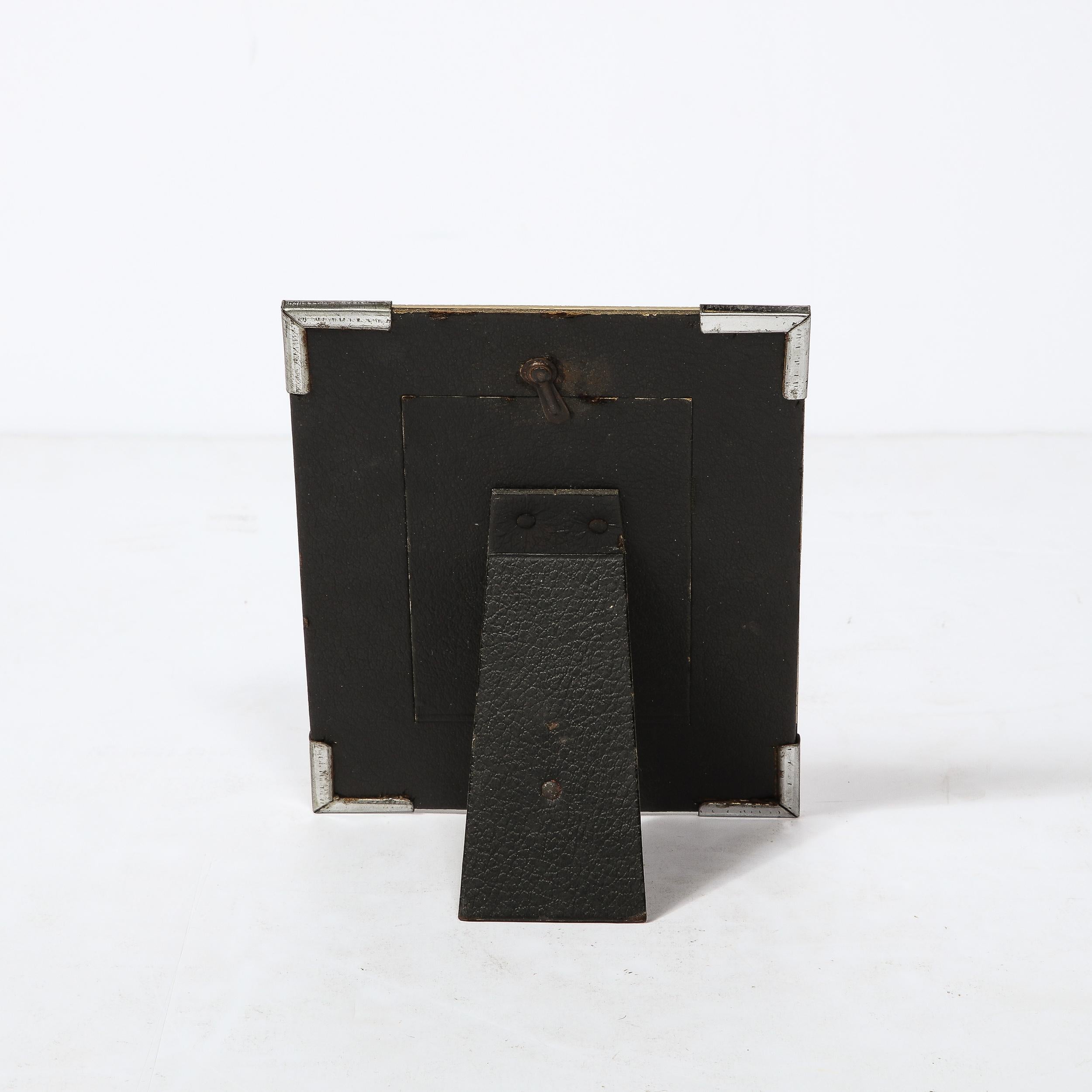 Mid-20th Century Art Deco  Frame Reverse Painted , Black, Gilt, & Cream Geometric Detailing