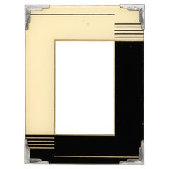 Art Deco Frame Reverse Painted , Black, Gilt, & Cream Geometric Detailing