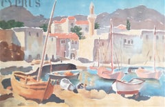 Art Deco Framed Cyprus Tourist Poster by Baynard Press of England