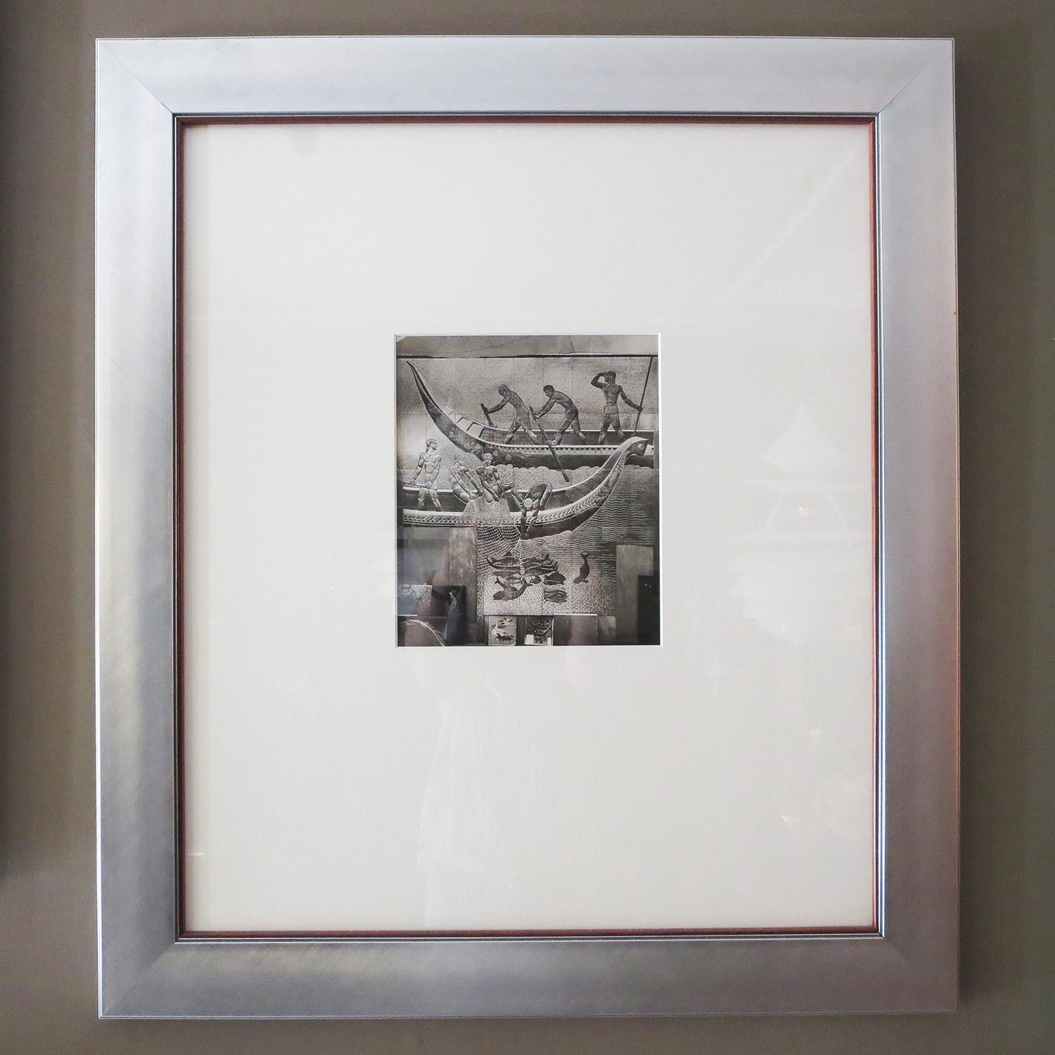 Mid-20th Century Art Deco Framed Photos of SS Normandie Murals Signed Jean Dunand For Sale