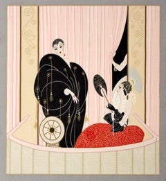 Art Deco Framed Scarf Reproduction of Erte L'Opera