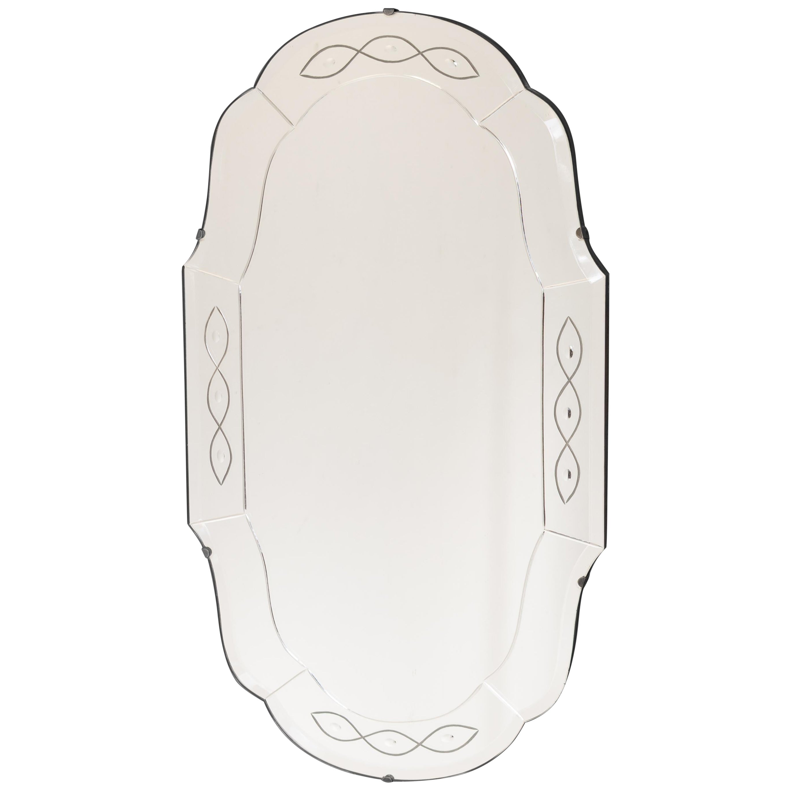 Art Deco Frameless Mirror