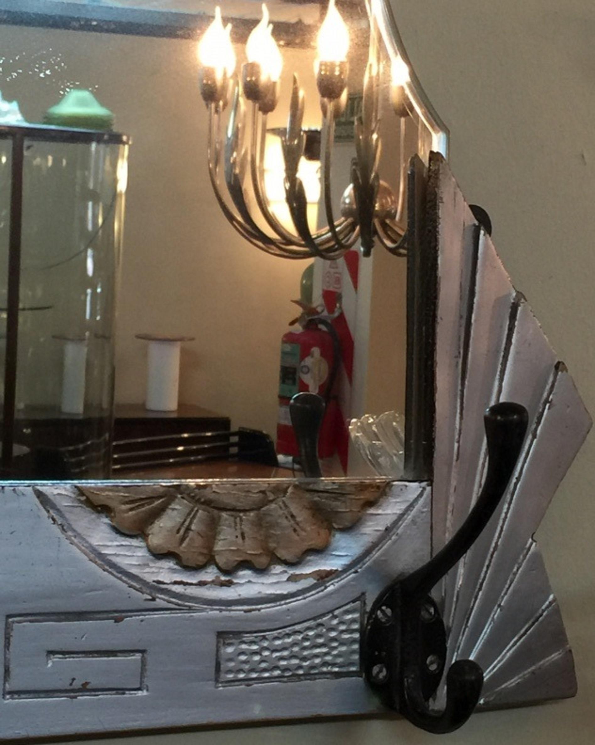 Art Deco France Mirror with Coat Rack, 1930 For Sale 2
