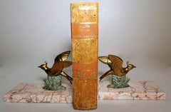 Art Deco France Pair Of Metal Bird Bookends With Fine Marble Base