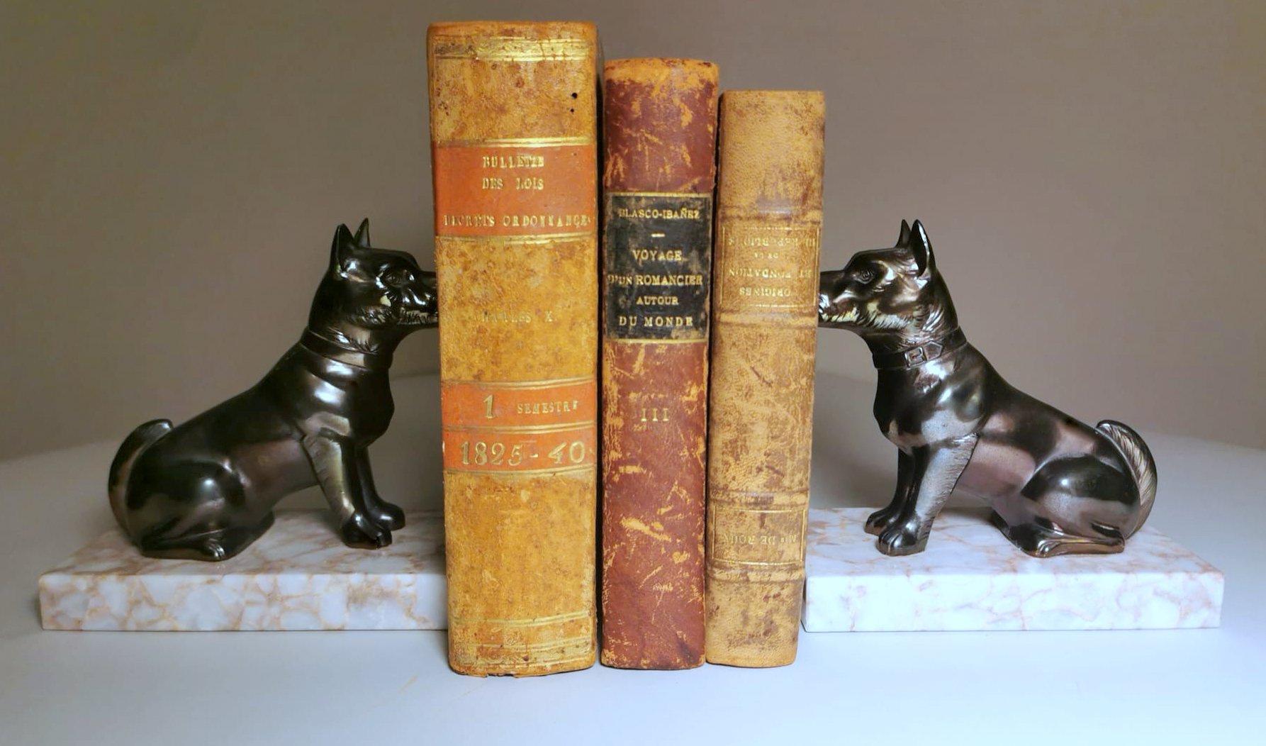 We kindly suggest you read the whole description, because with it we try to give you detailed technical and historical information to guarantee the authenticity of our objects.
Peculiar and original pair of Art Deco-style bookend dogs; they were