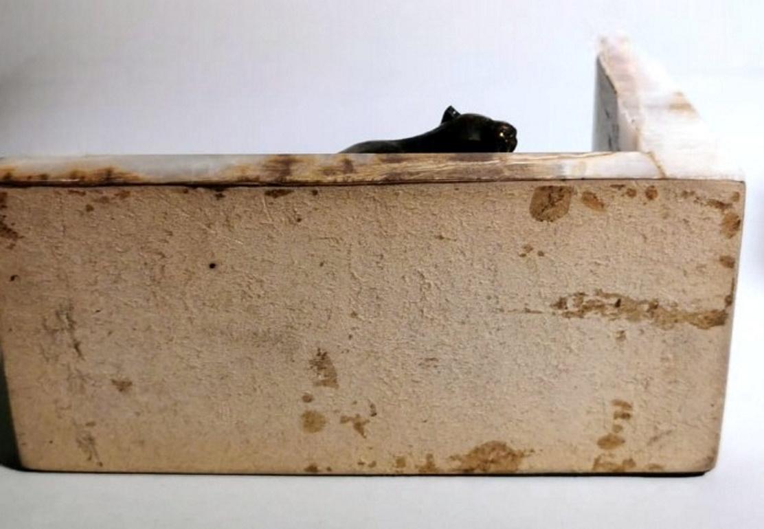 Art Deco France Pair Of Panthers Metal Bookends And Fine Marble Base 7