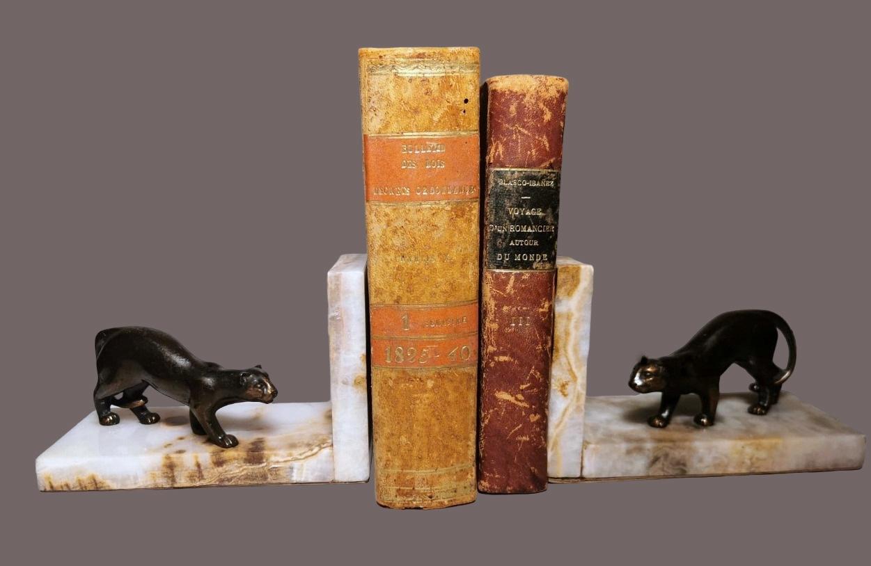 We kindly suggest you read the whole description, because with it we try to give you detailed technical and historical information to guarantee the authenticity of our objects.
Peculiar and original pair of Art Deco style panthers bookends with
