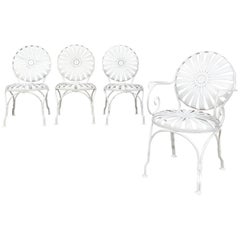 Art Deco Francois Carré Wrought Iron Sunburst Outdoor Patio Chair Set