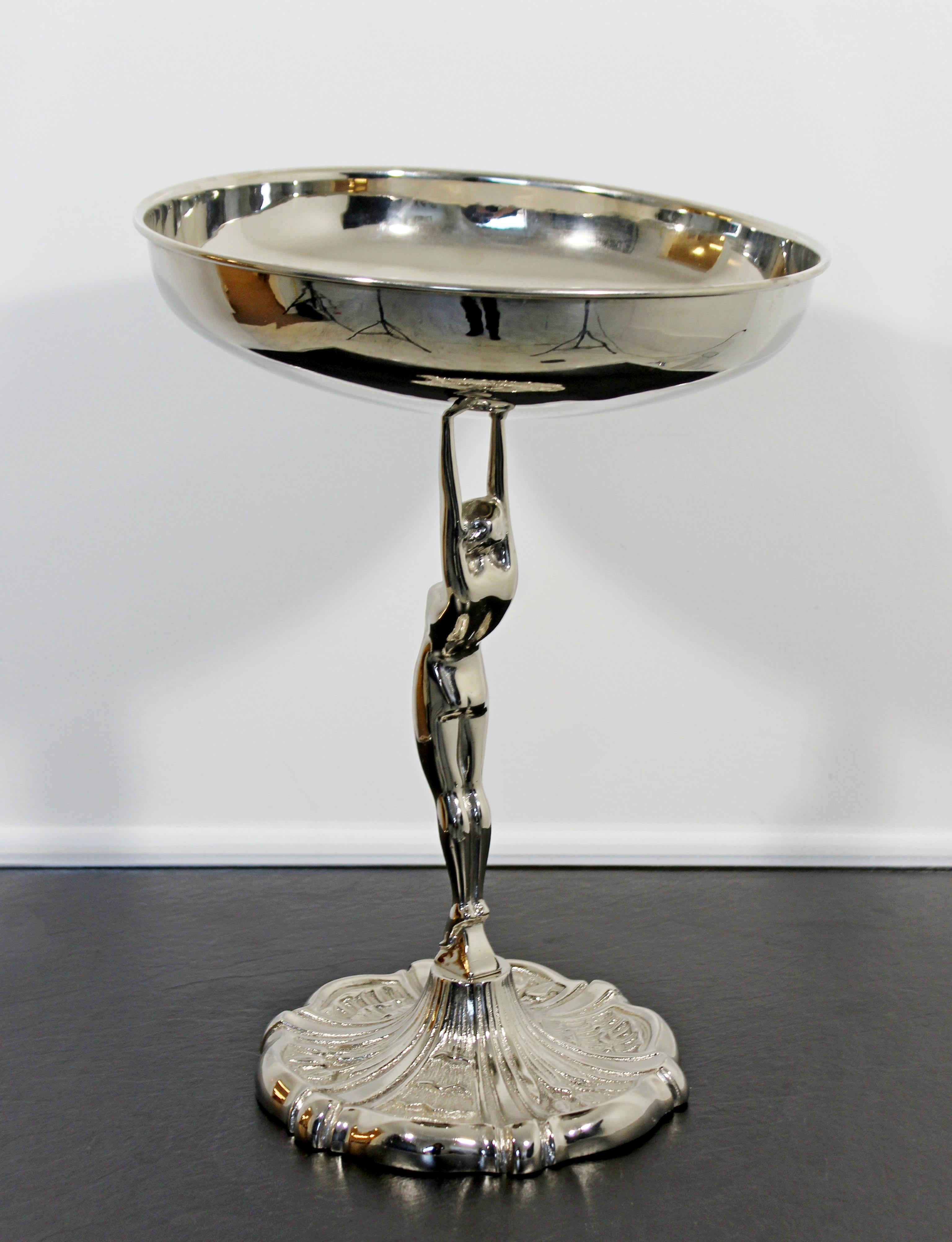 Art Deco Frankart Aluminum Cast Pedestal Art Bowl Nude Table Sculpture, 1940s 2