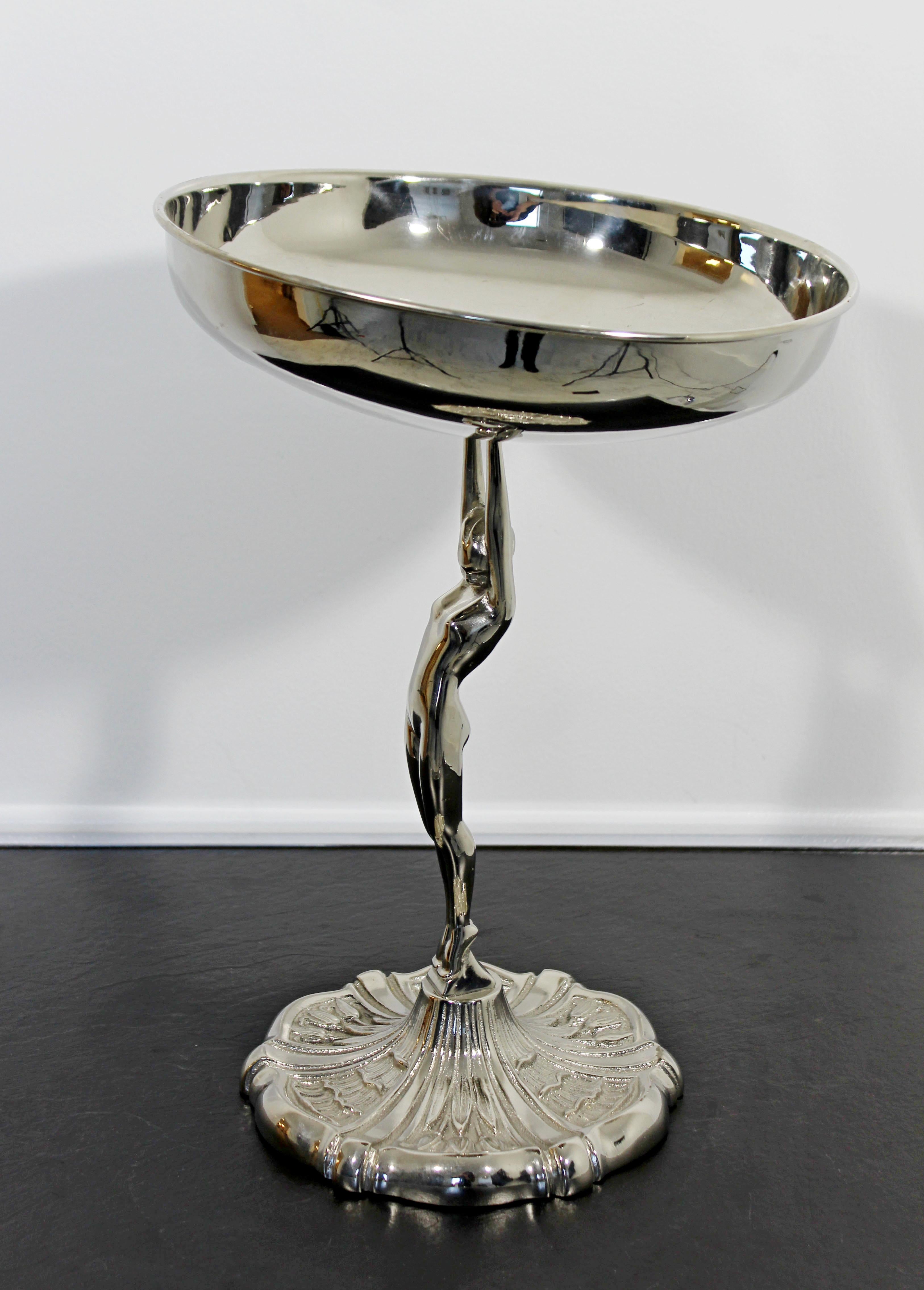 Art Deco Frankart Aluminum Cast Pedestal Art Bowl Nude Table Sculpture, 1940s 3