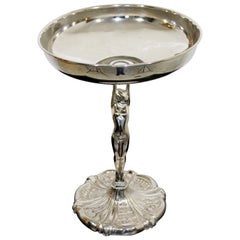 Vintage Art Deco Frankart Aluminum Cast Pedestal Art Bowl Nude Table Sculpture, 1940s
