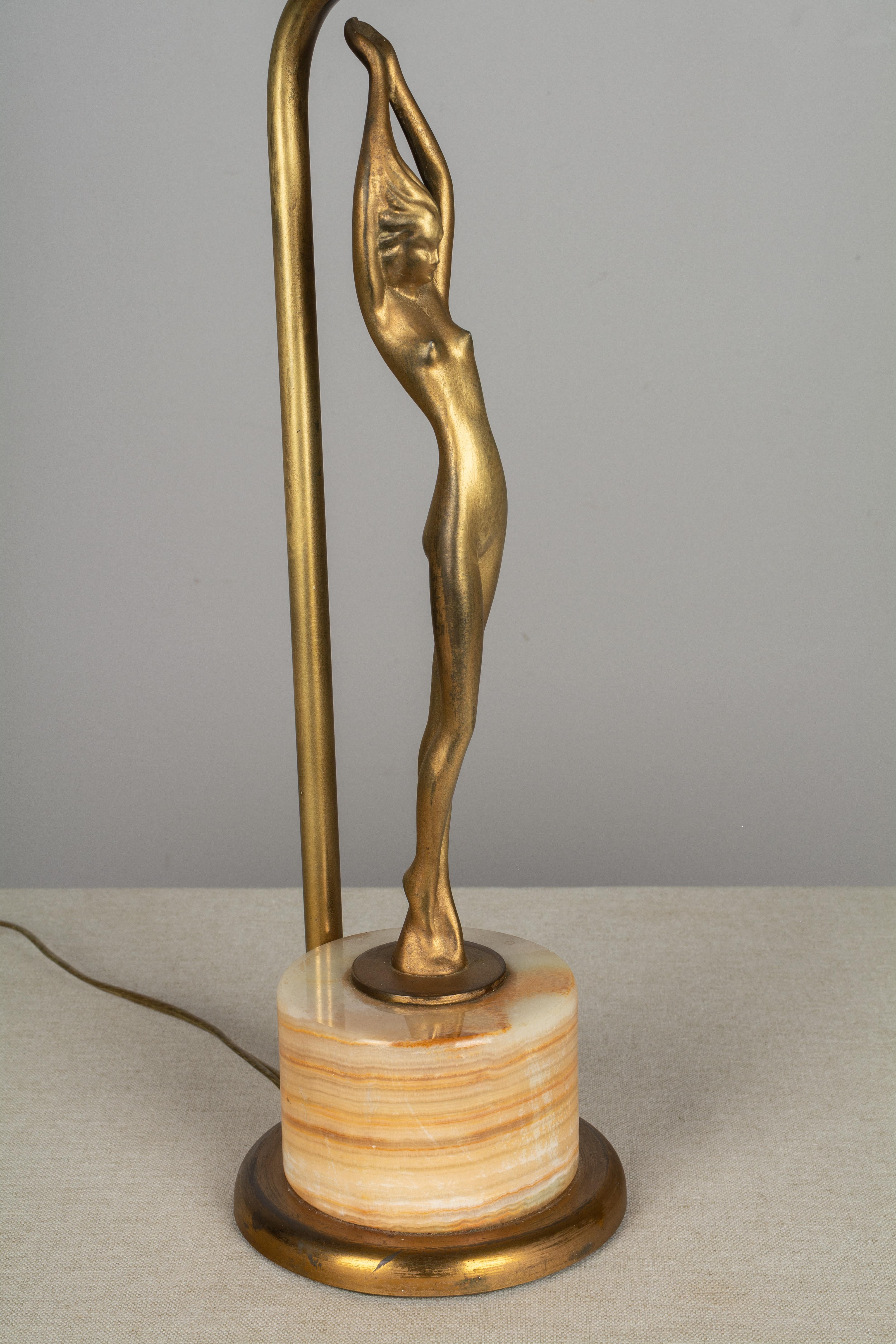 Metal Art Deco Frankart Nude Figural Table Lamp