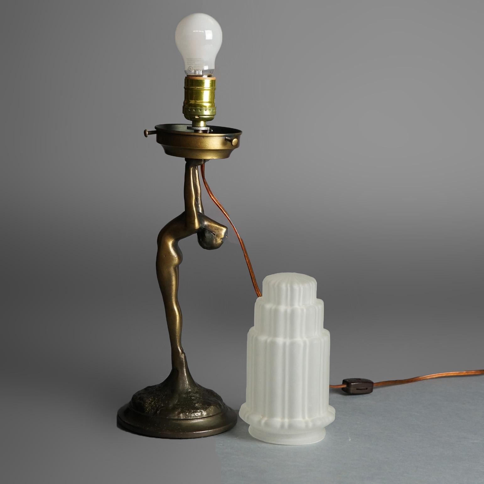 Lampe de boudoir nue de l'école Frankart Art déco 20e siècle Bon état - En vente à Big Flats, NY
