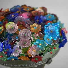 Art Deco Frankart Style Figural Nude Table Lamp with Floral Shade C1930