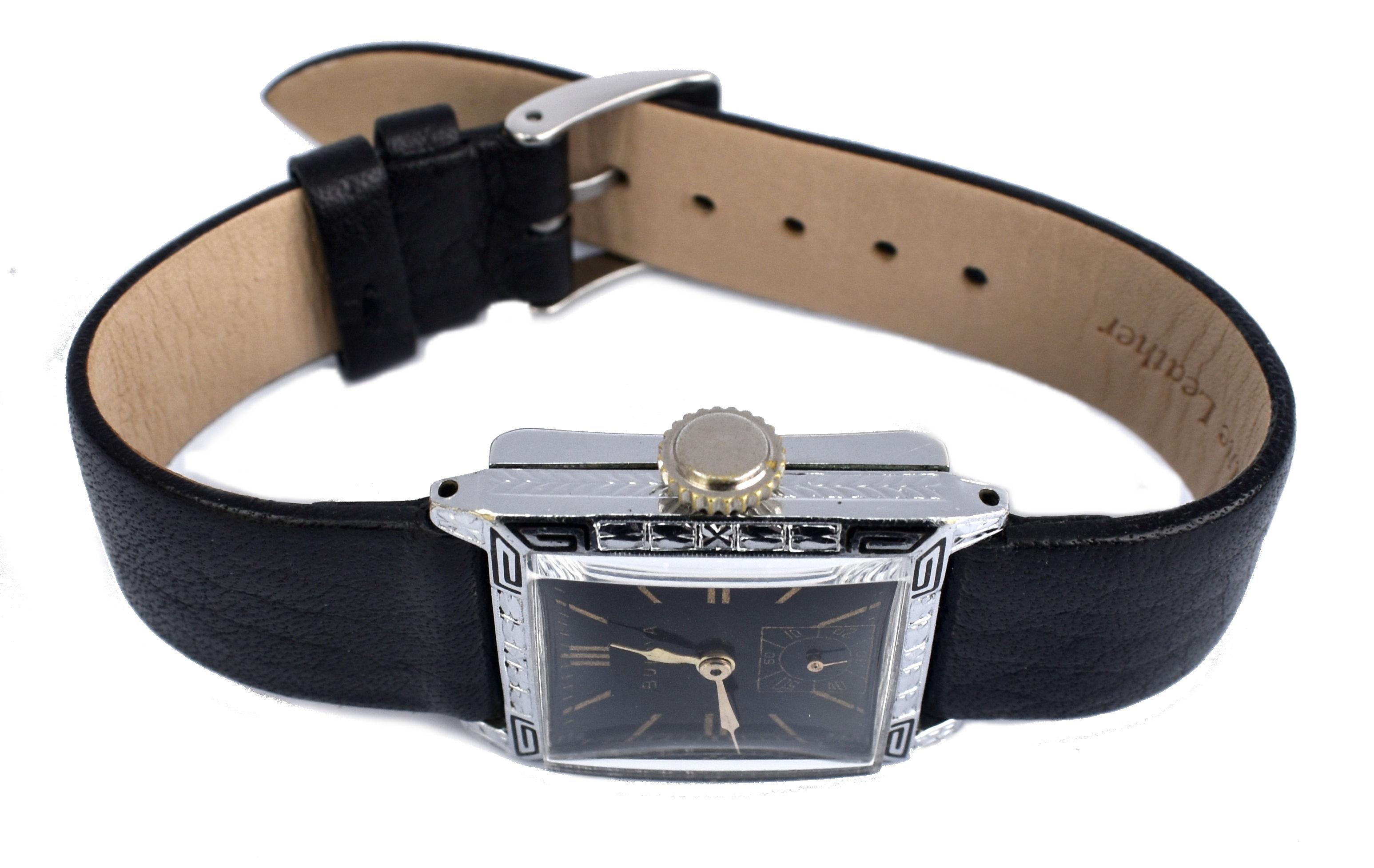 Art Deco Franklin Bulova 14k White Gold Filled Gents Watch, Serviced, c1928 5