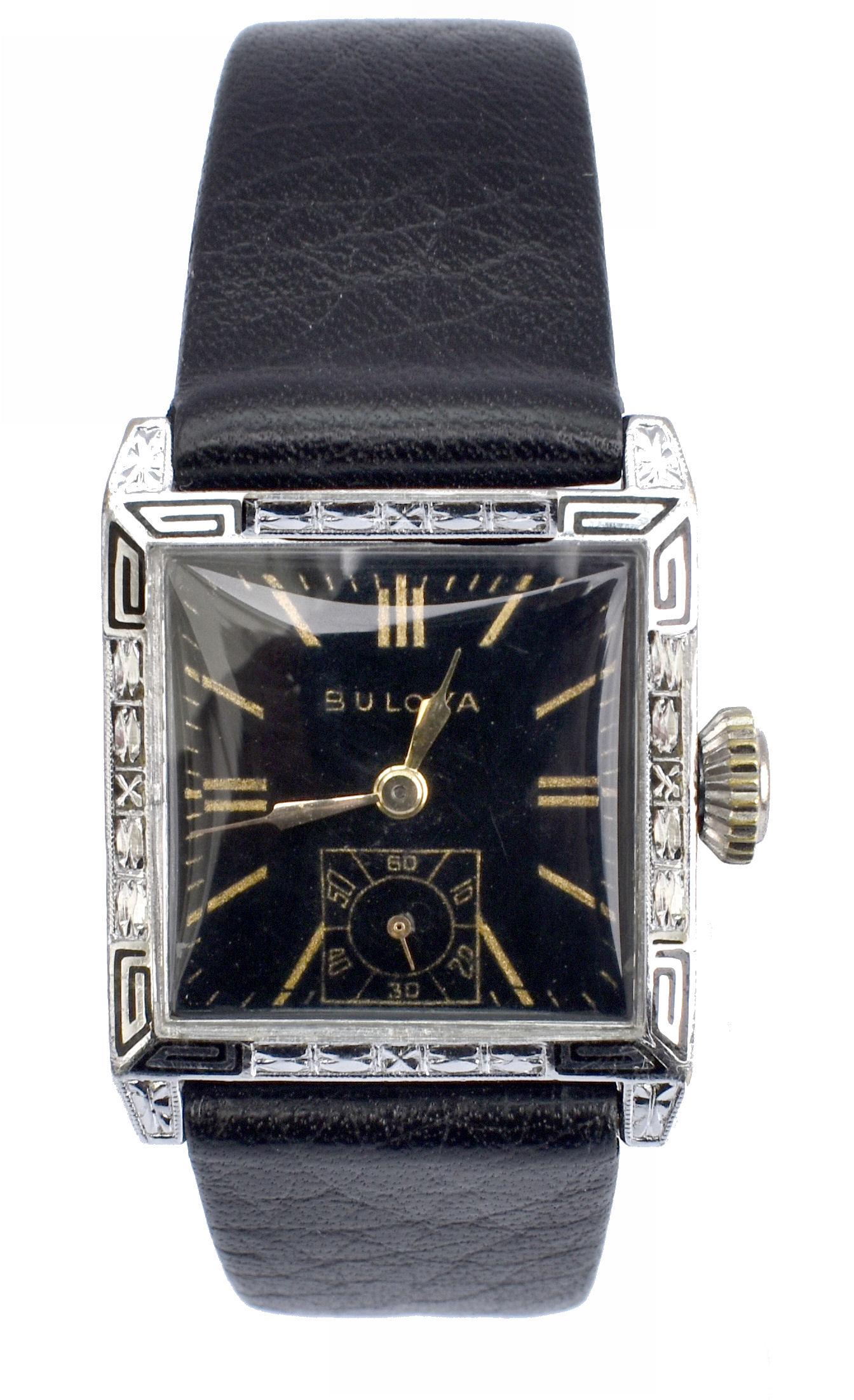 Art Deco Franklin Bulova 14k White Gold Filled Gents Watch, Serviced, c1928 1