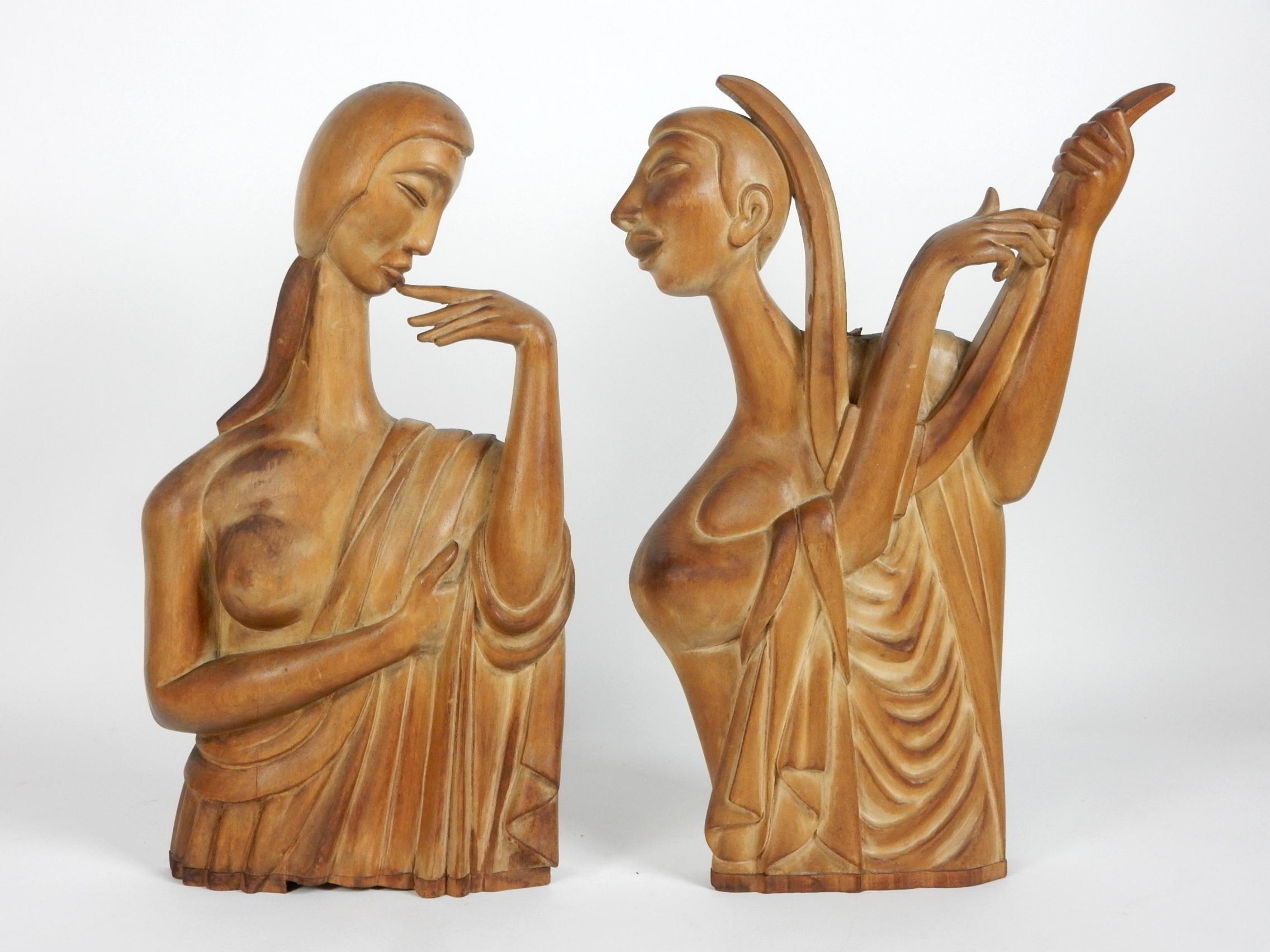 20th Century Art Deco Franz Hagenauer Style Carved Wood Sculpture