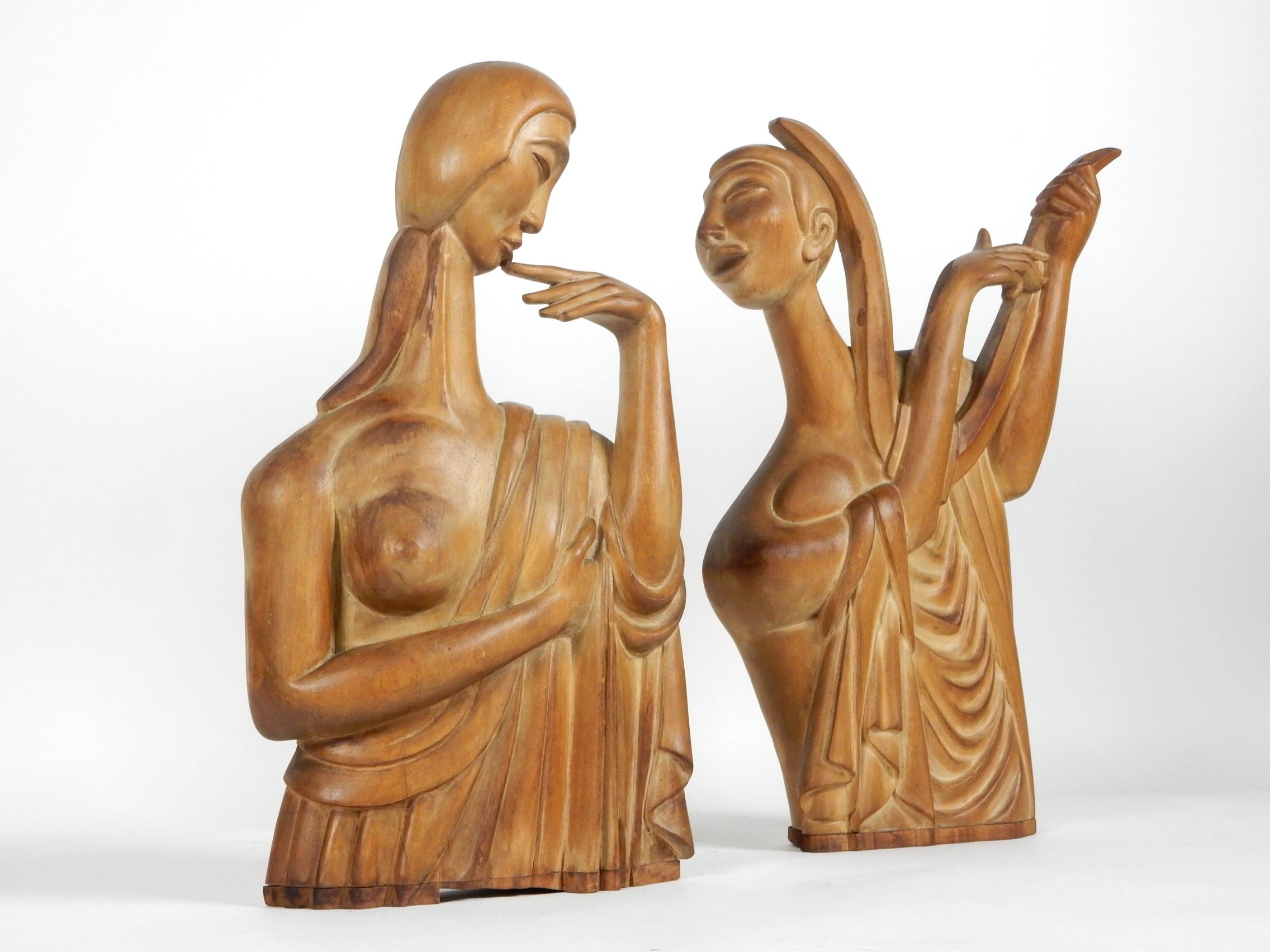 Art Deco Franz Hagenauer Style Carved Wood Sculpture 2