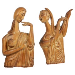 Art Deco Franz Hagenauer Style Carved Wood Sculpture