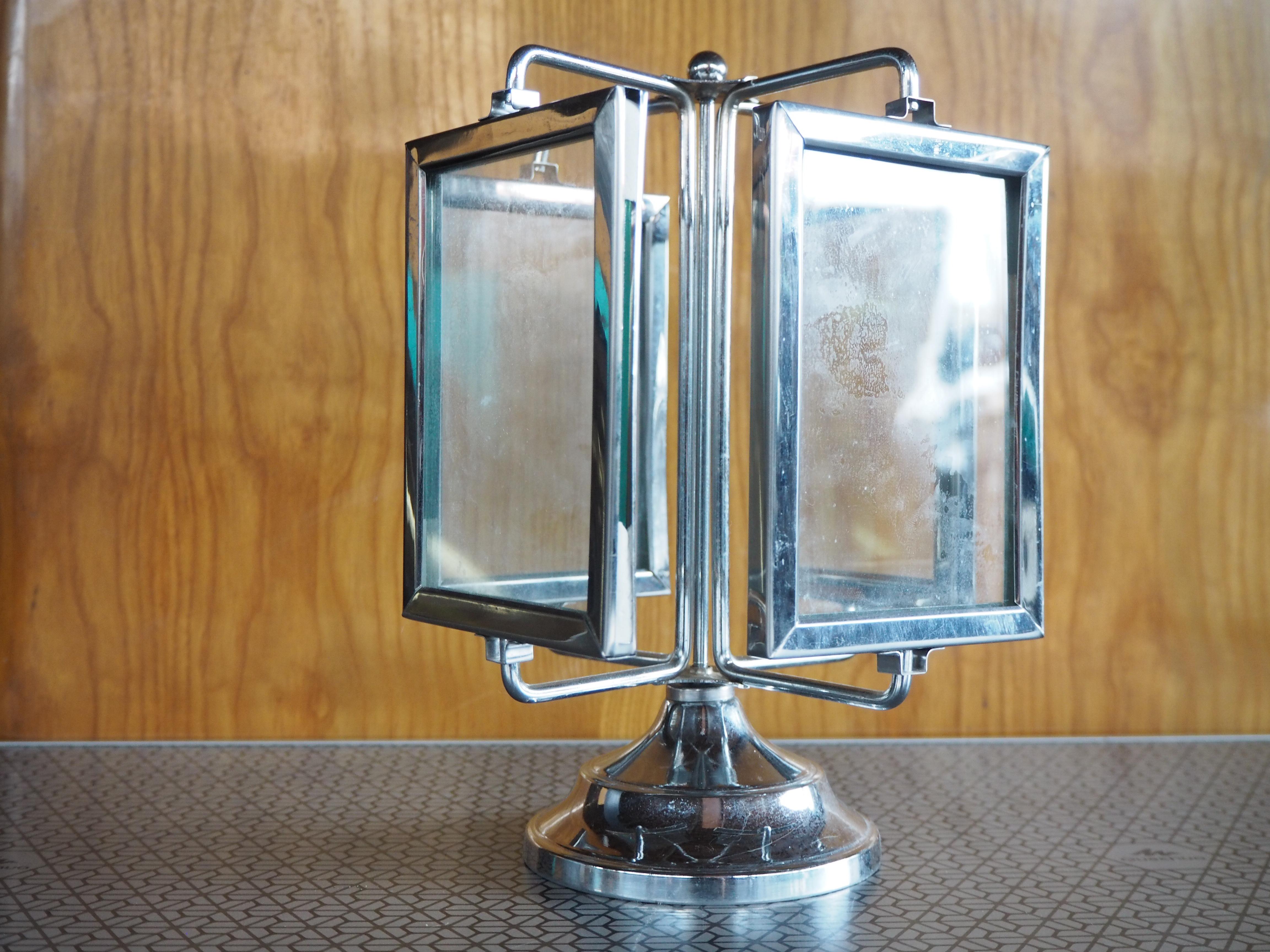 Cadre photo art déco chromé en verre et chrome