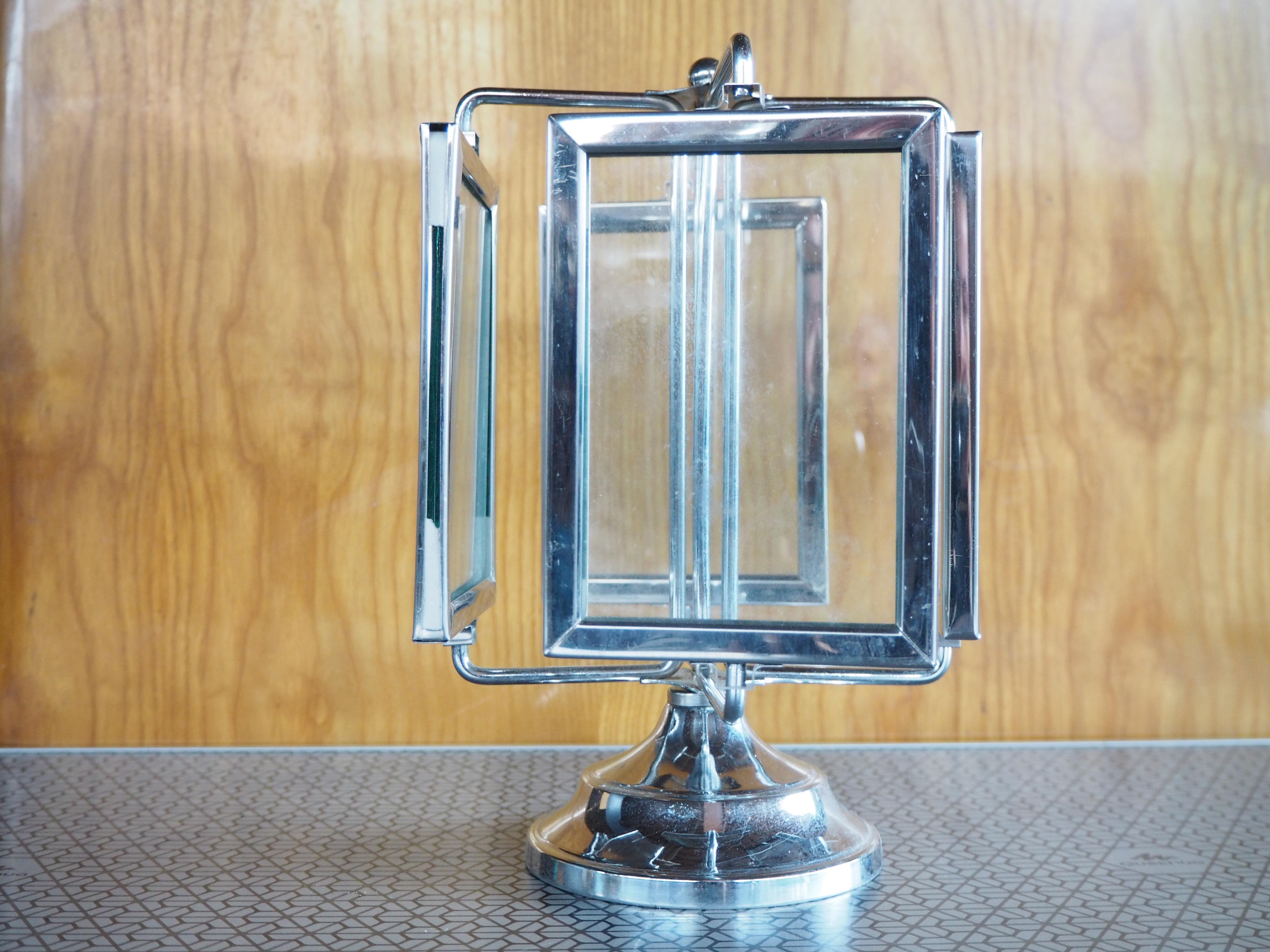 Tchèque Cadre photo Art déco sur pied en chrome, années 1930 en vente