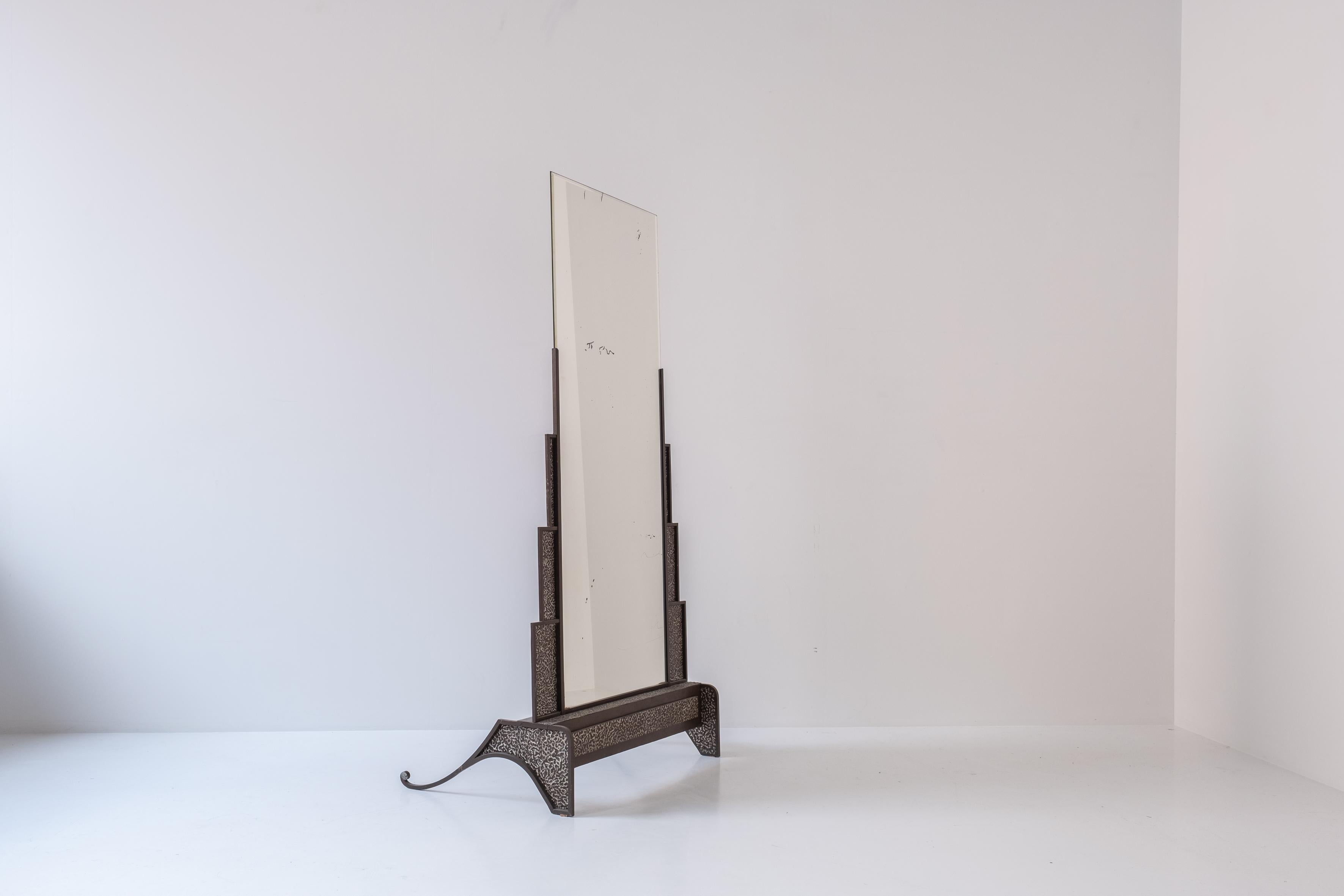 Art deco free standing mirror from France, designed and produced in the