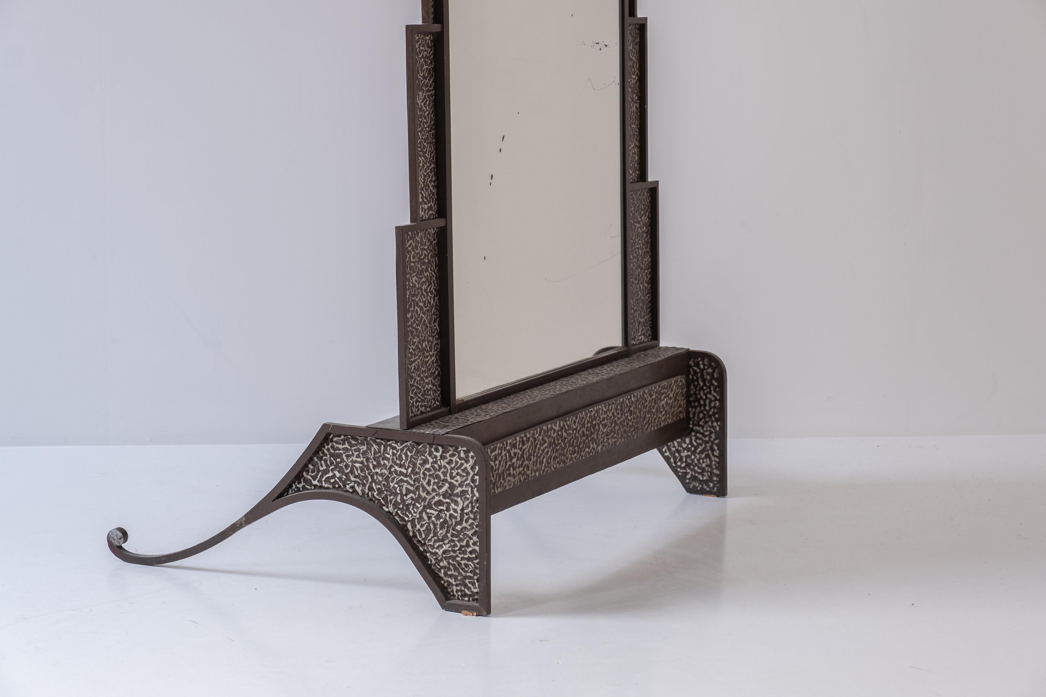 Art deco free standing mirror from France, designed and produced in the