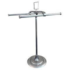 Art Deco Freestanding Double Pole Chrome Garment Rack