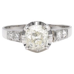 Art Deco French 1.71 Carat Old Mine Cut GIA Diamond Platinum Engagement Ring Art Deco French 1.71 Carat Old Mine Cut GIA Diamond Platinum Engagement Ring